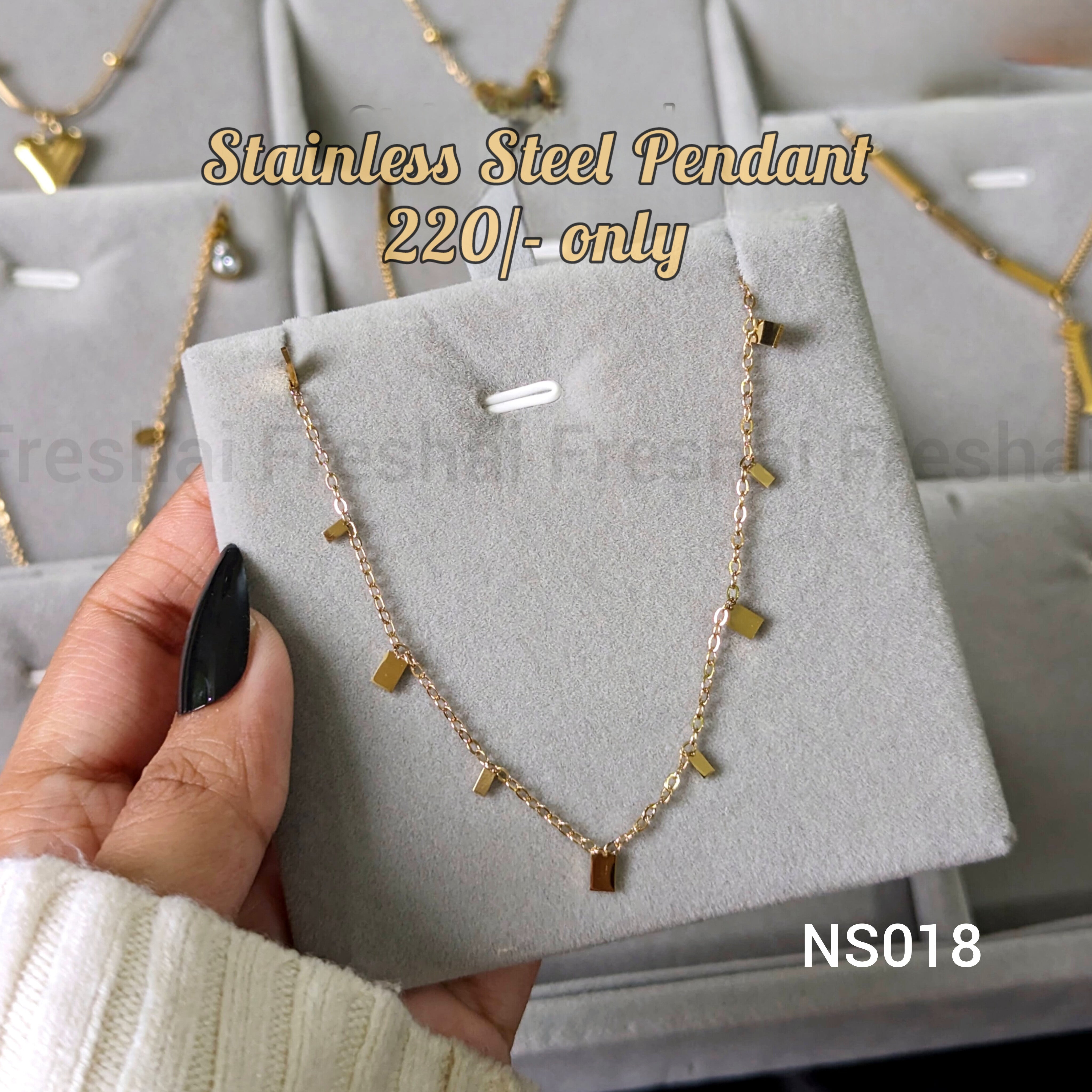Gold Square Charm Stainless Steel Pendant
