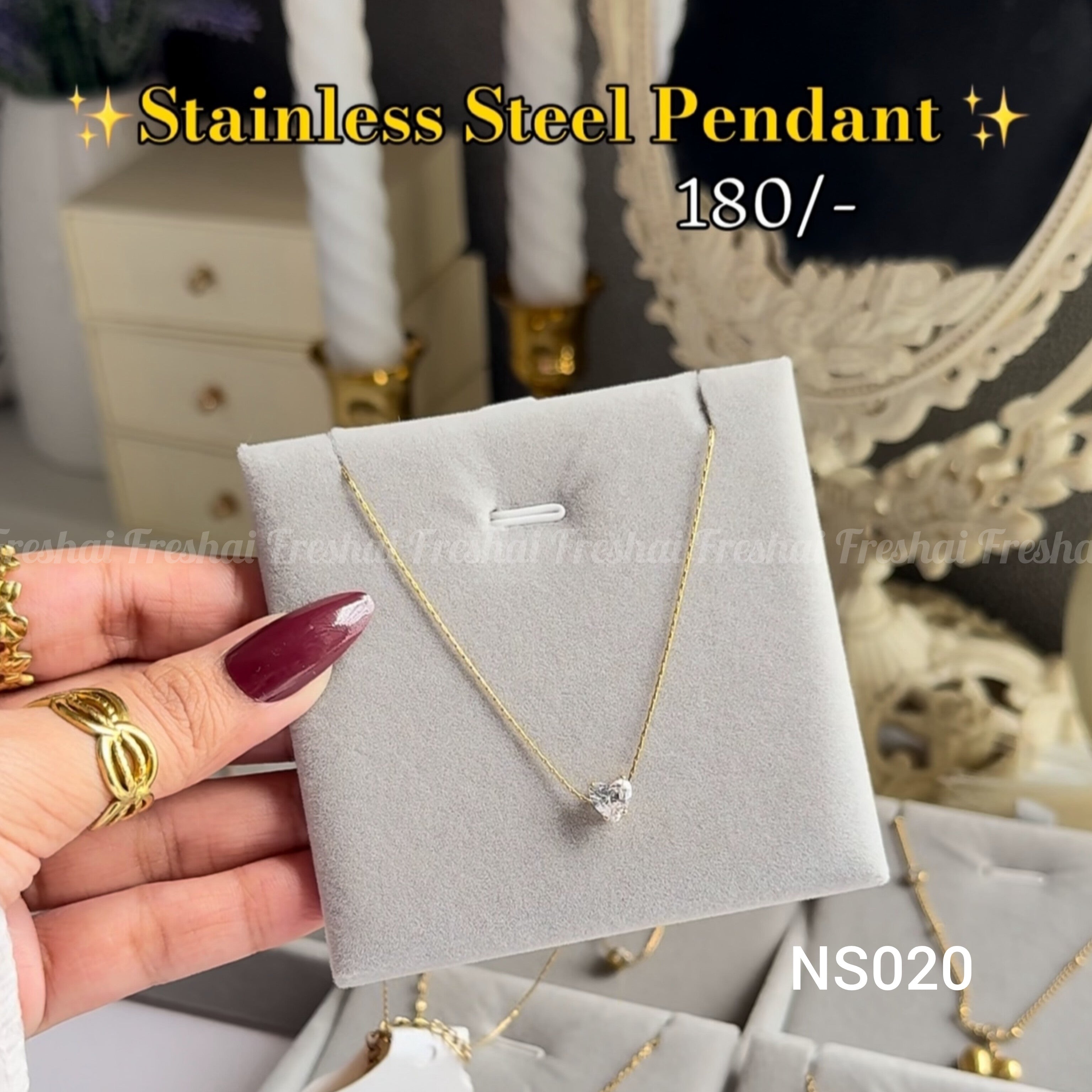 Crystal Heart Solitaire Stainless Steel Pendant