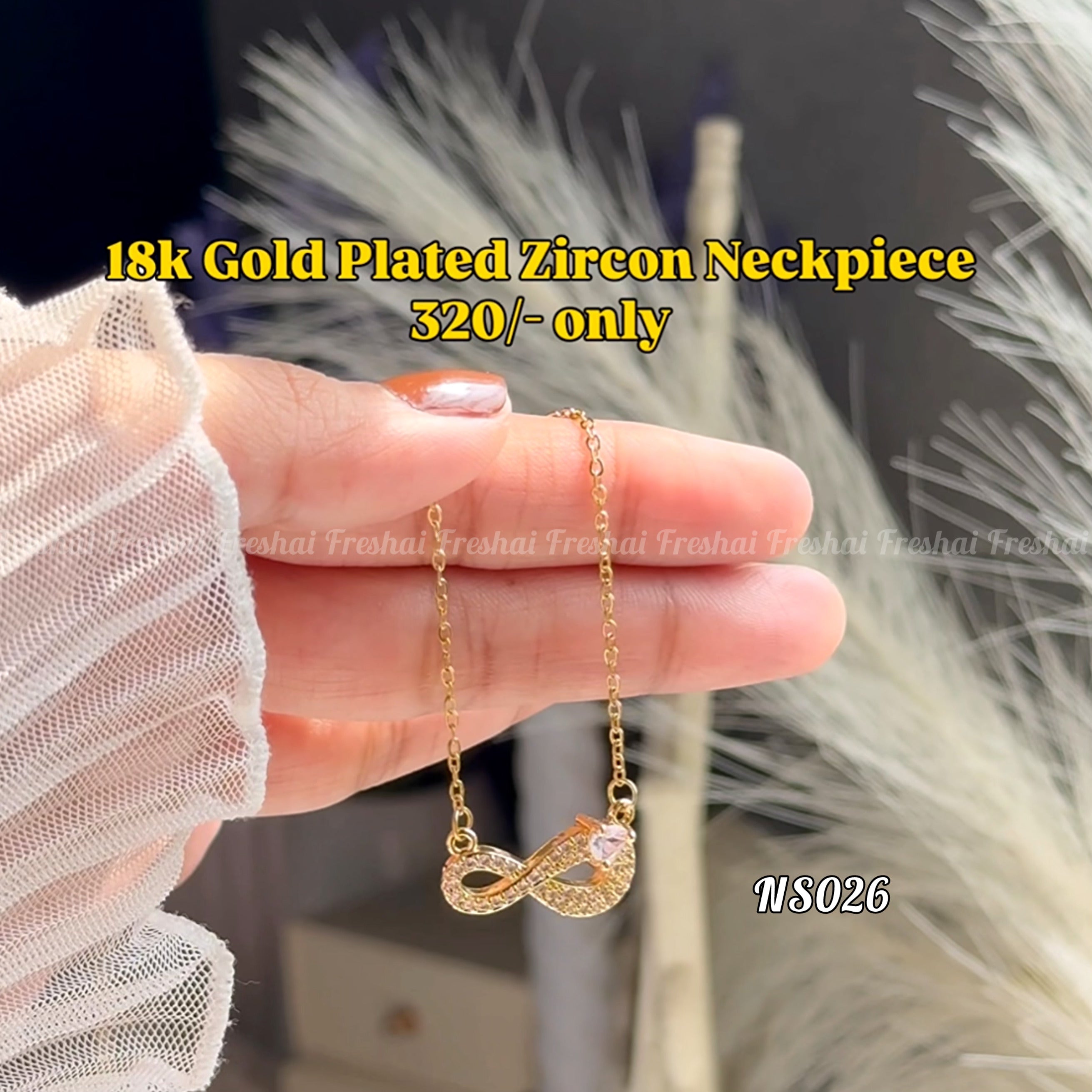 18K Gold Plated Infinity Stainless Steel Zircon Pendant