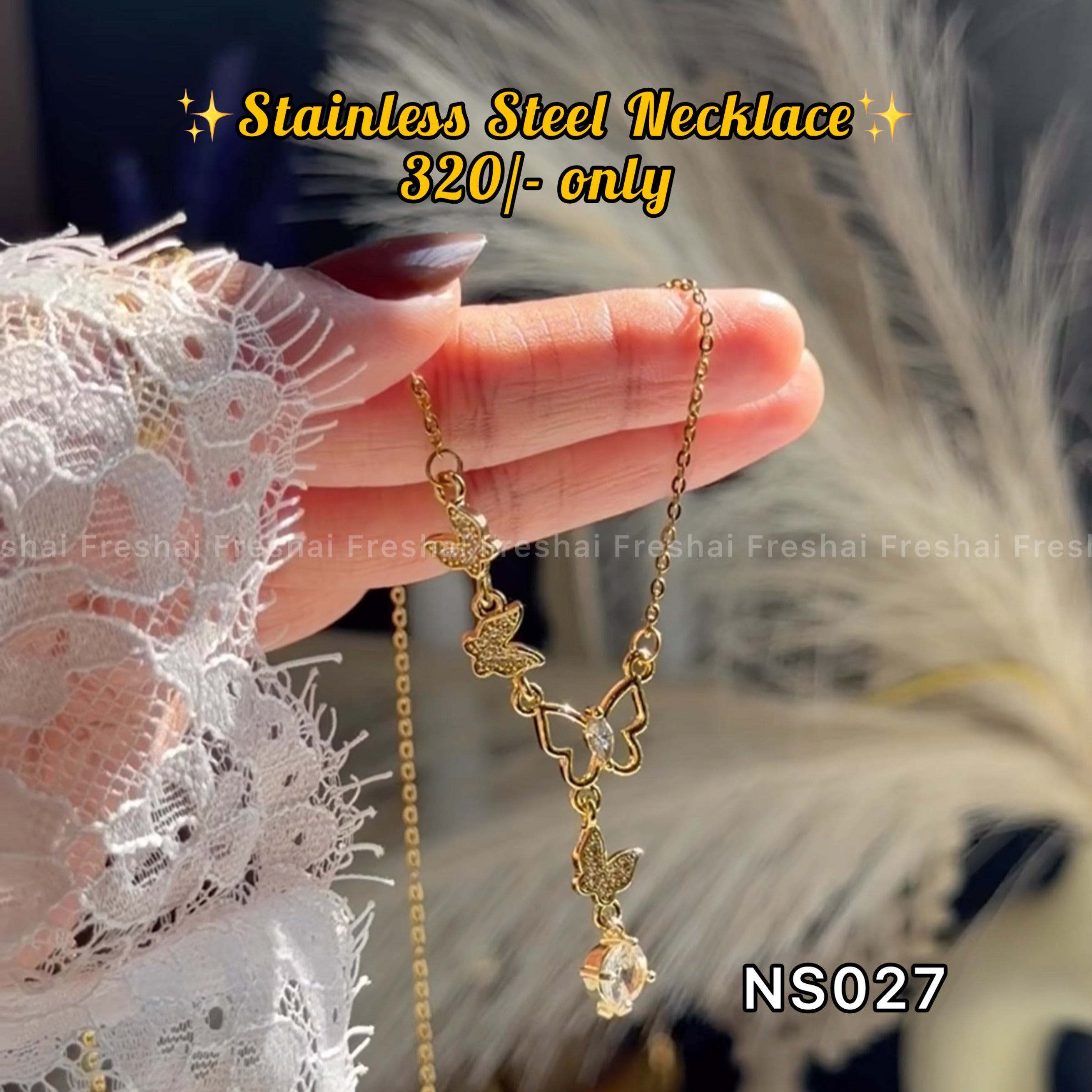 Gold Butterfly Charm Stainless Steel Pendant
