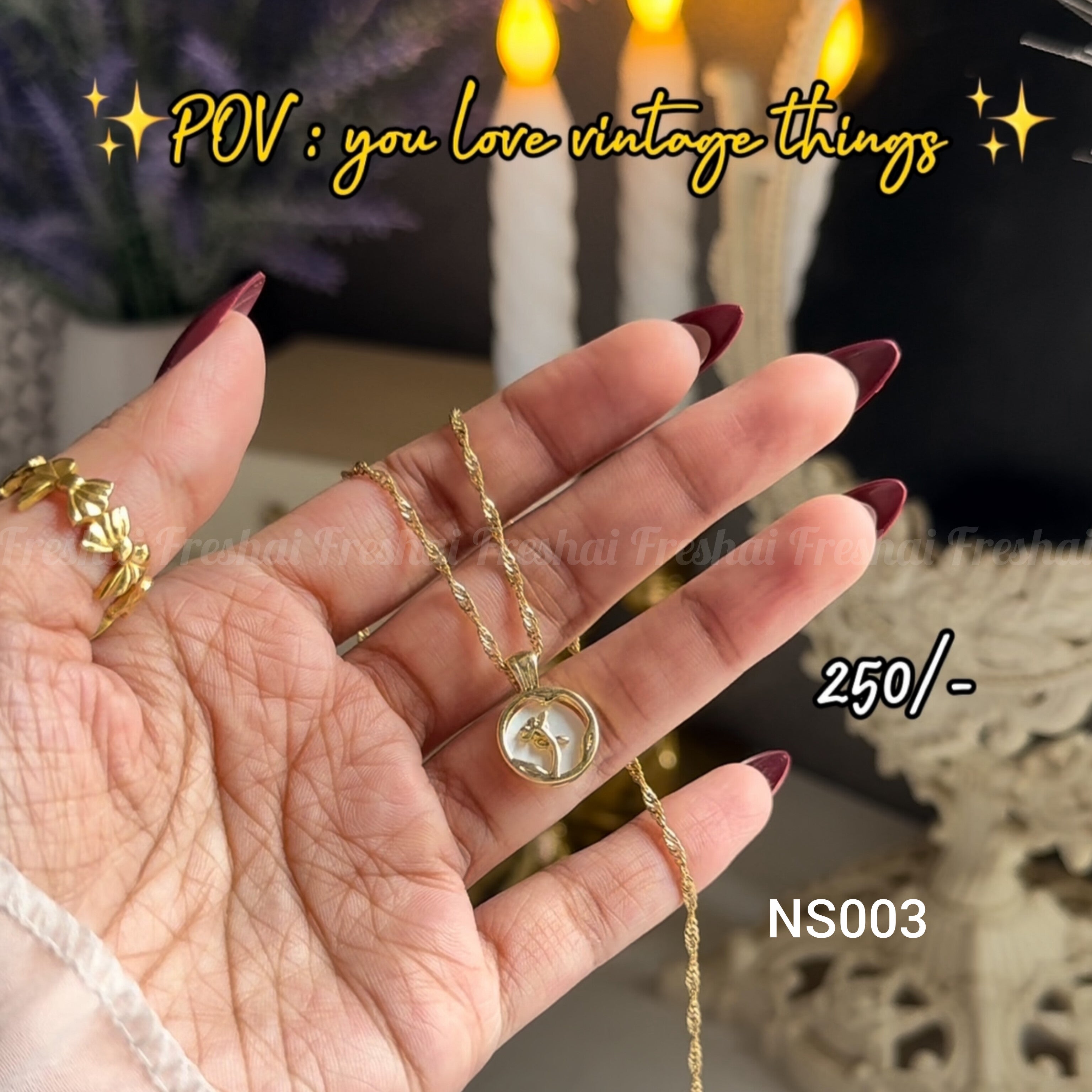Gold Deer Circle Stainless Steel Pendant