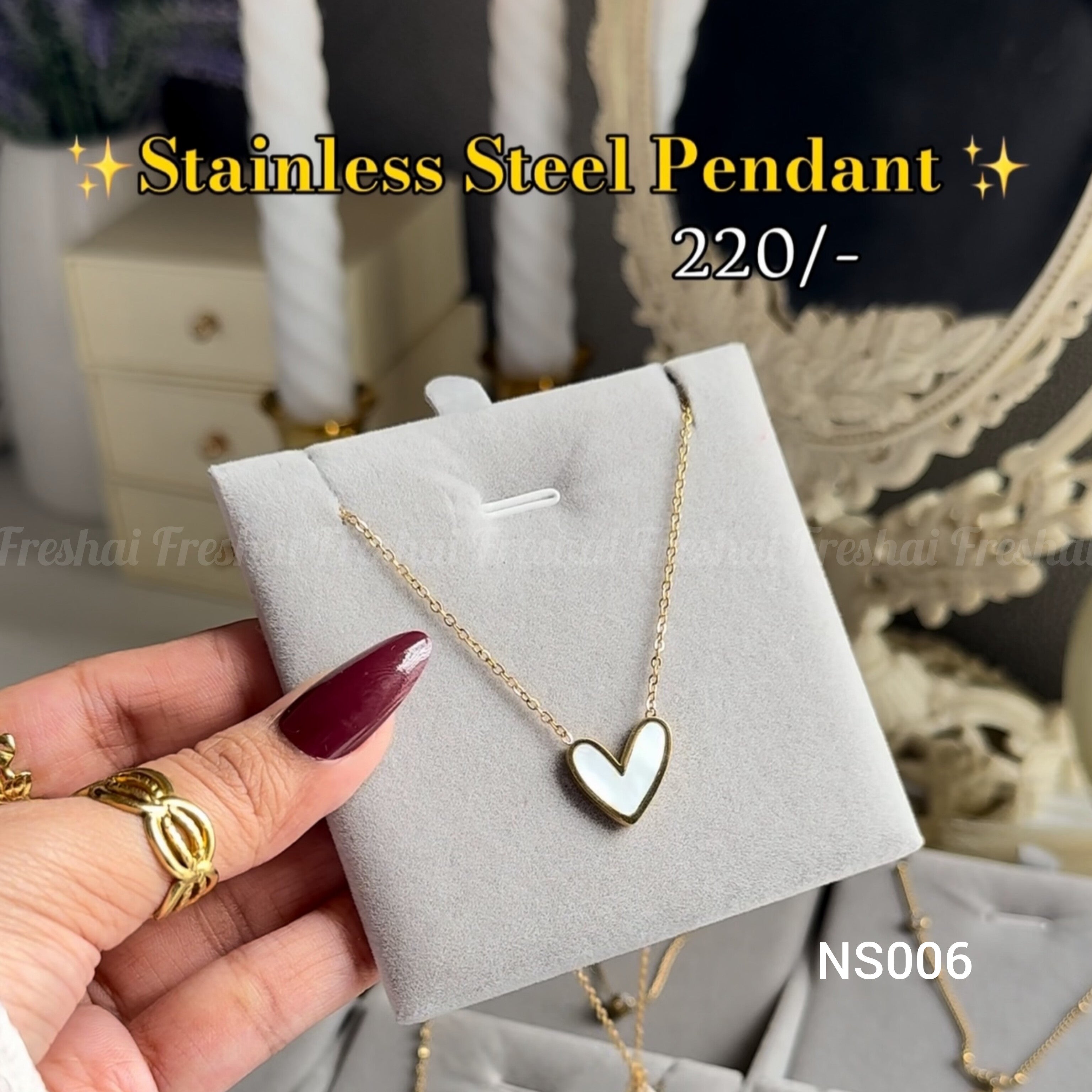 Gold Heart V-Shape Stainless Steel Vintage Pendant