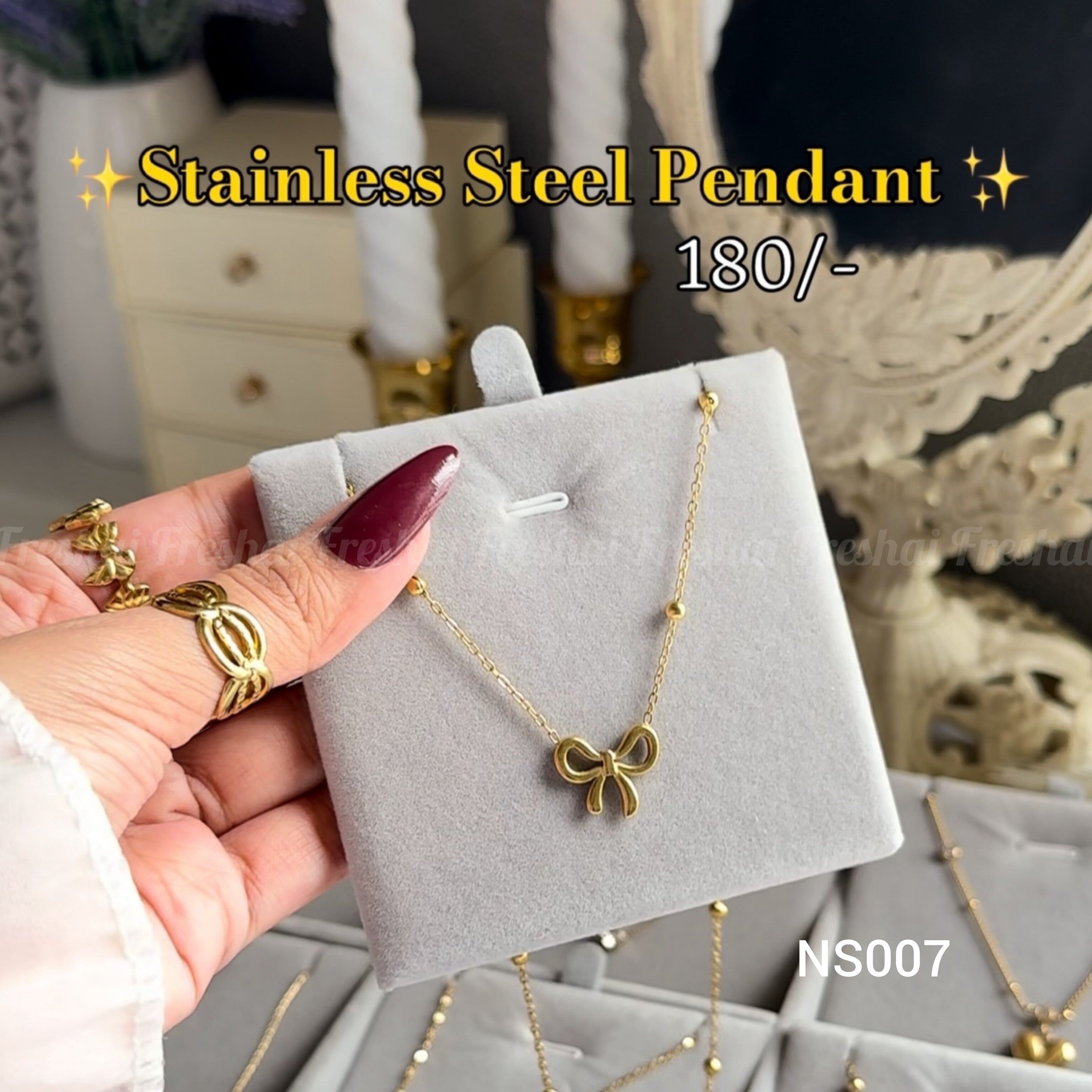 Gold Bow Stainless steel Stainless Steel Pendant