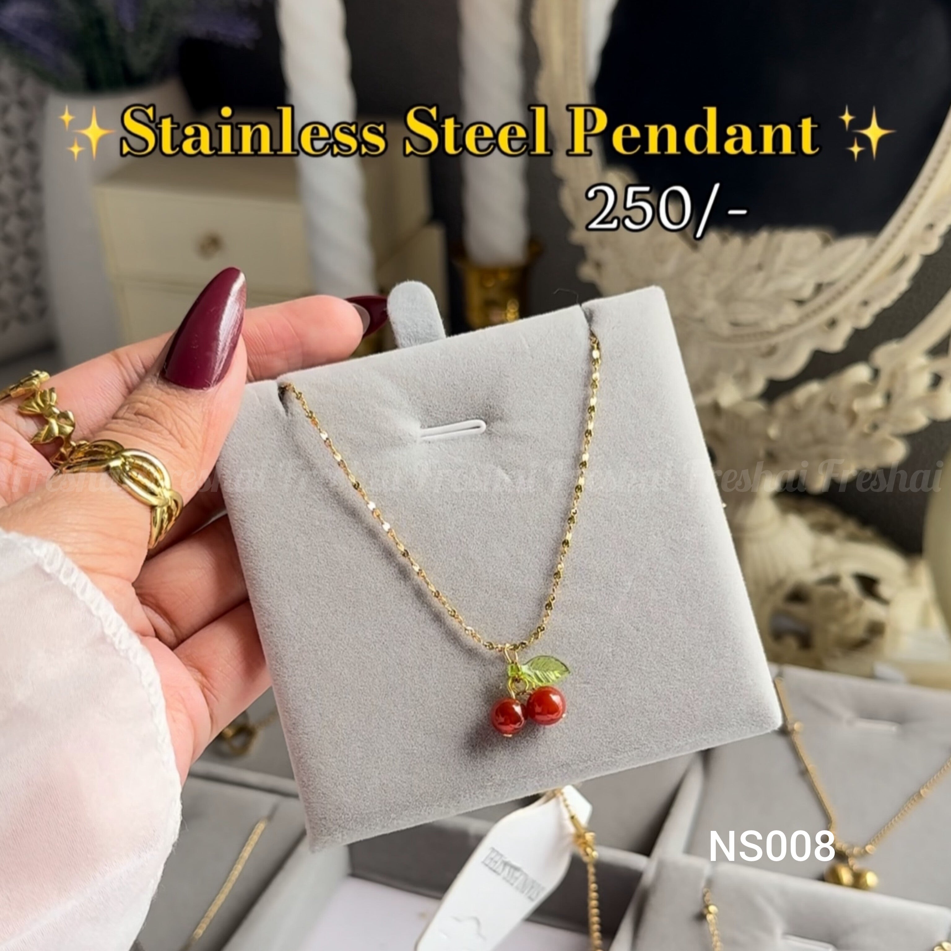 Red Cherry Stainless Steel Pendant