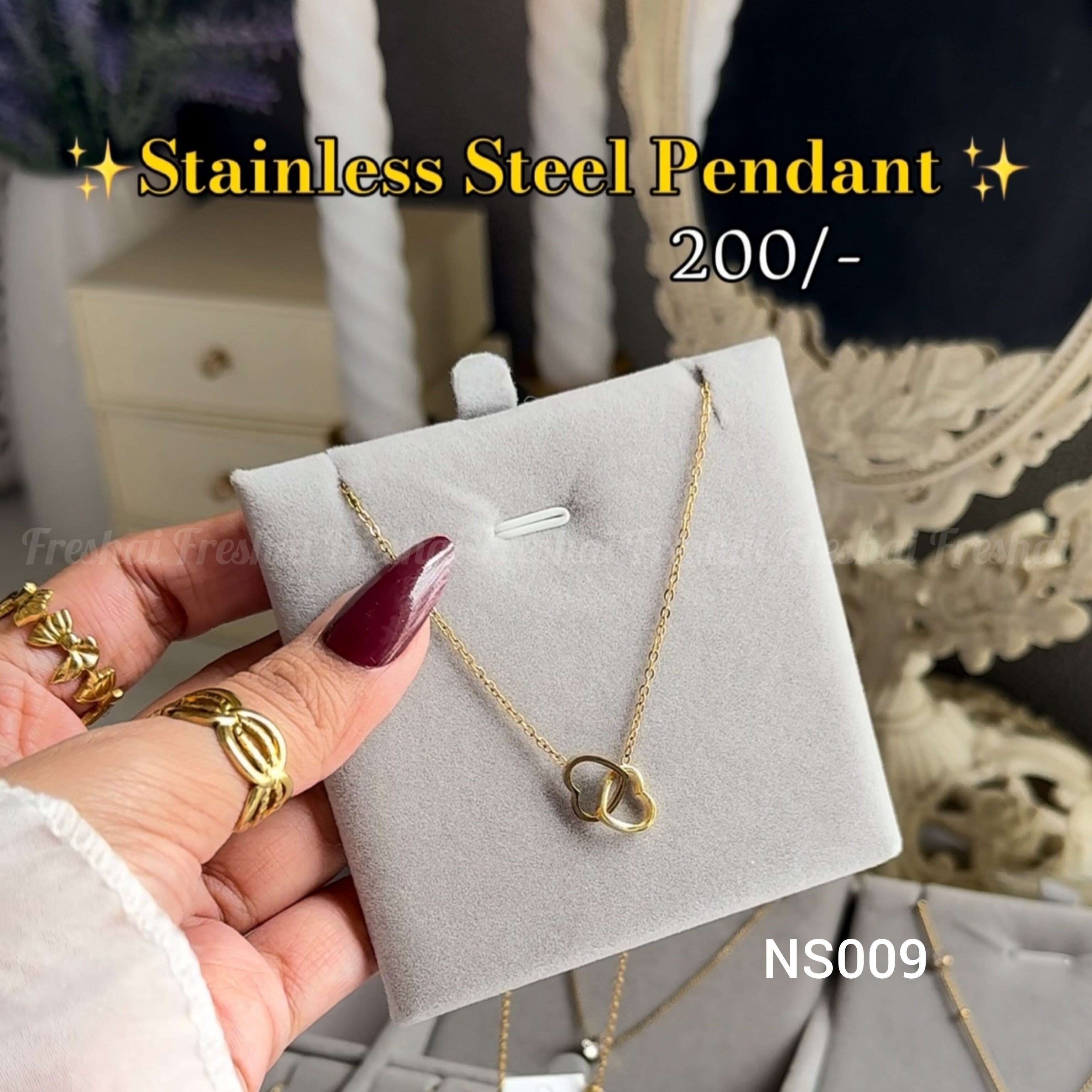 Interlocking Double Heart Stainless Steel Pendant