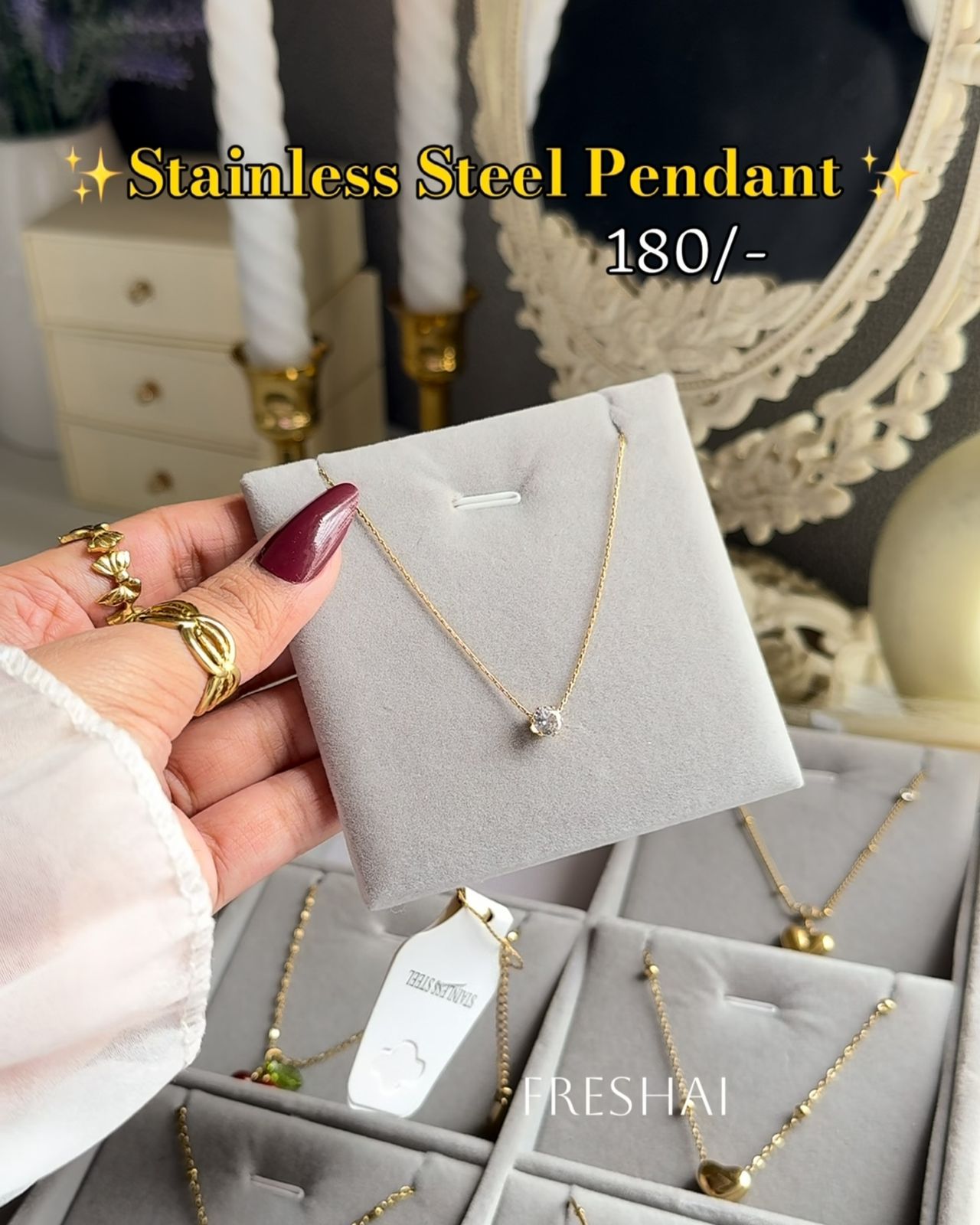 Round Crystal Solitaire Pendant