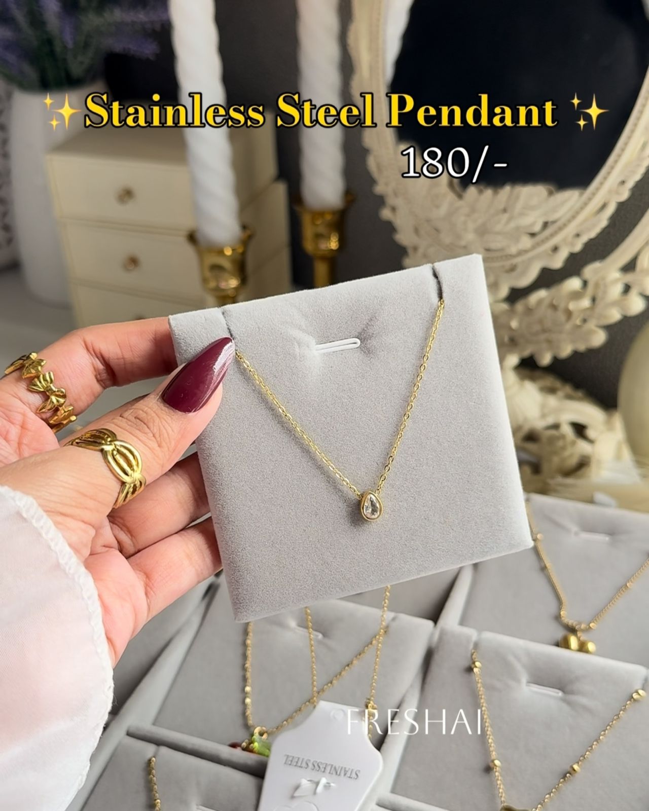 Teardrop Crystal Solitaire Pendant