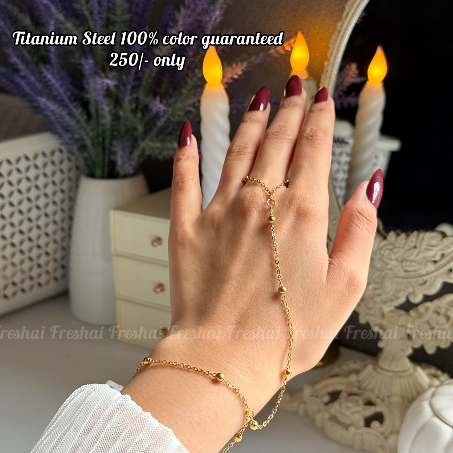 Gold Ball Bead Hand Chain