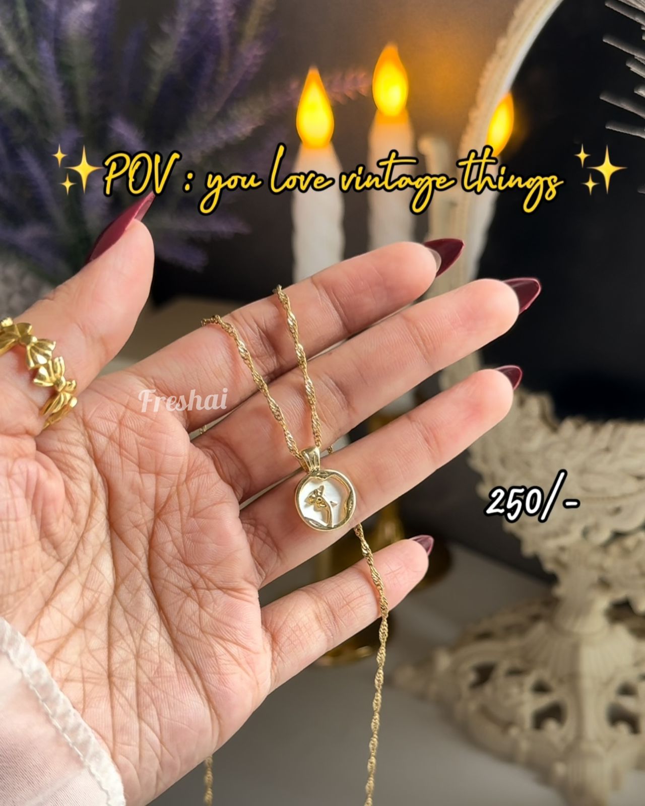 Gold Deer Circle Pendant