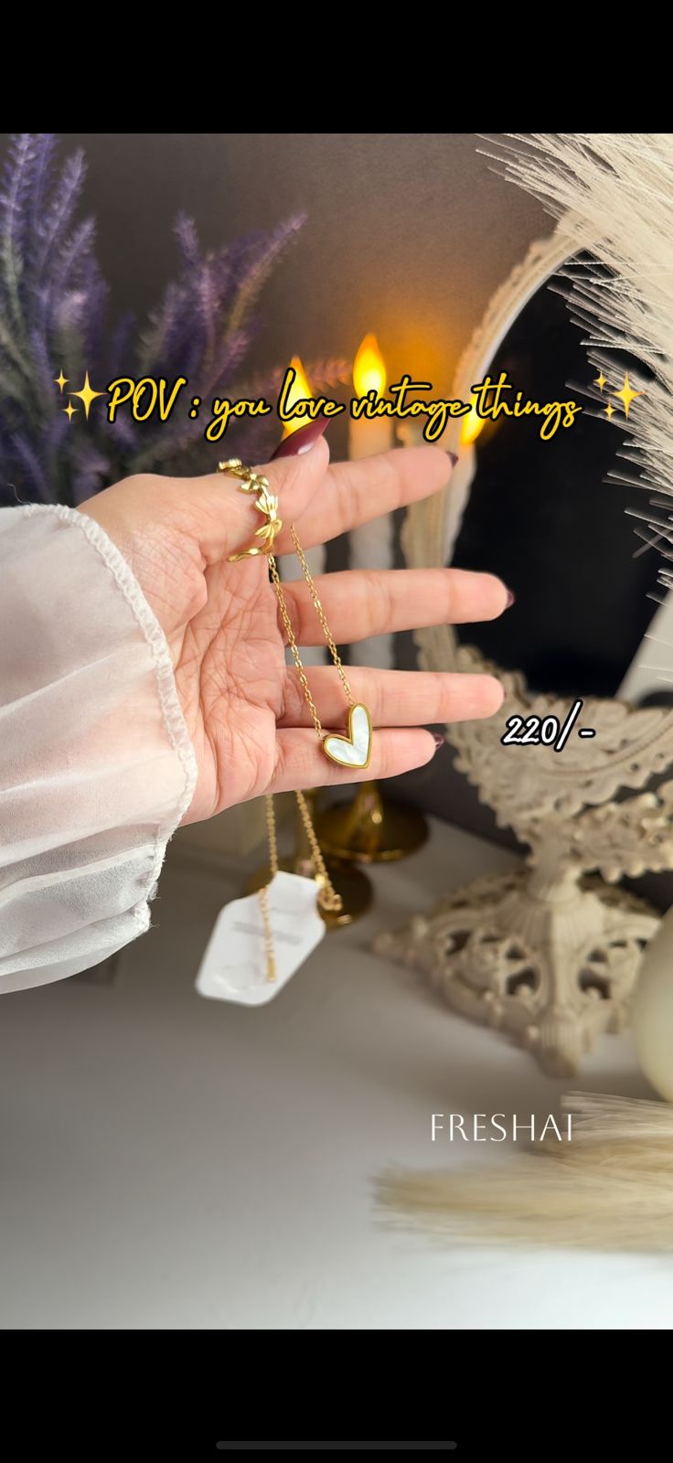 Gold Heart V-Shape Vintage Pendant