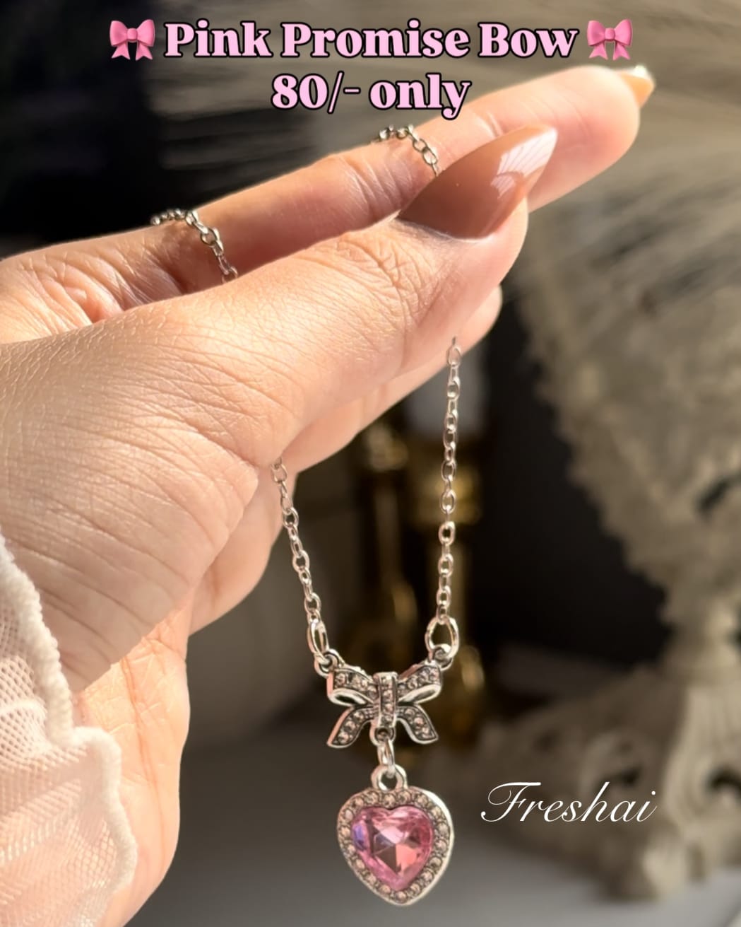 Pink Promise Bow Necklace