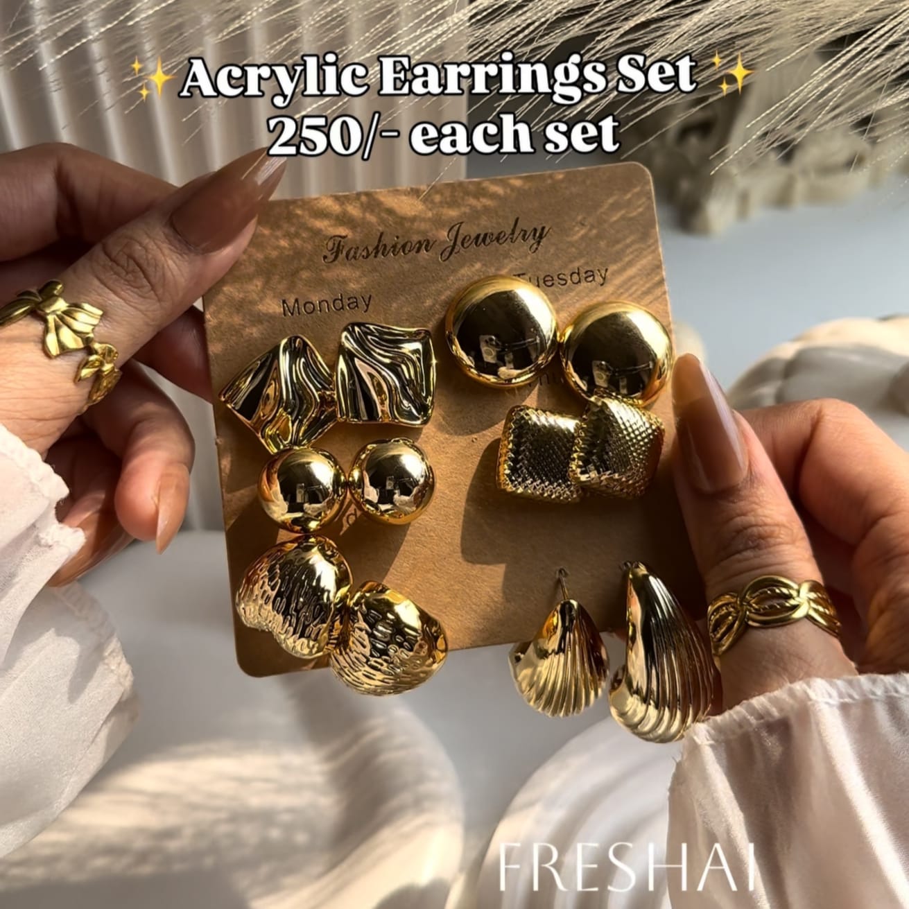 Gold Chunky Earrings Set