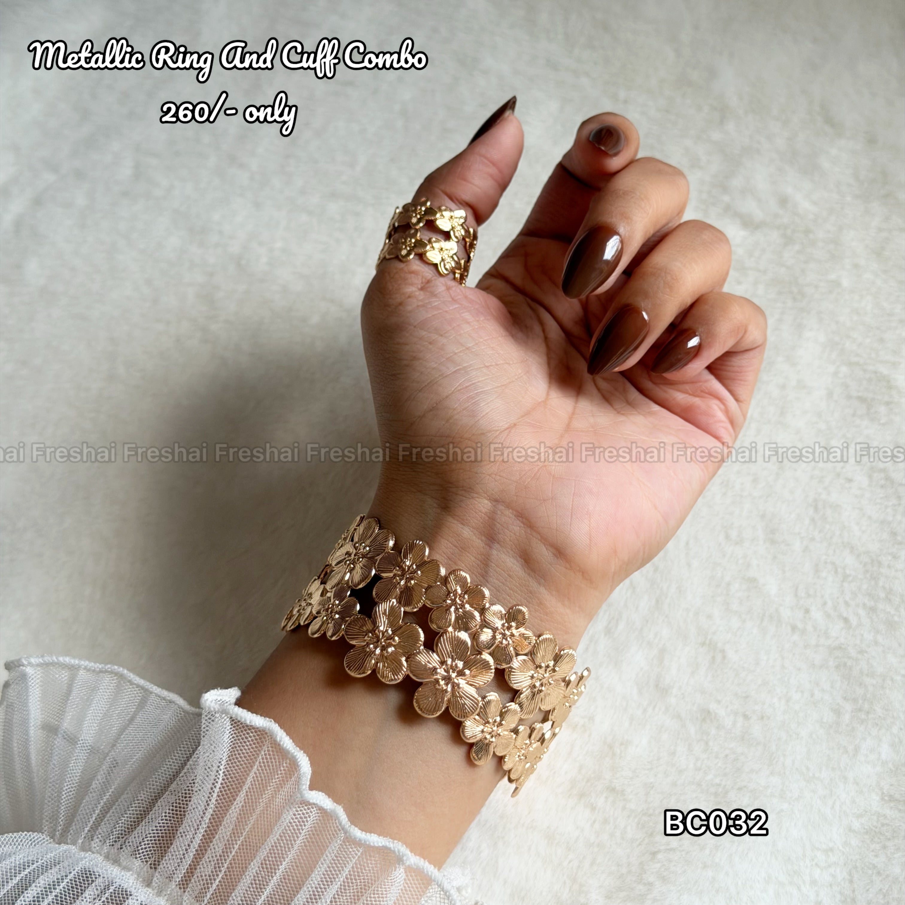 Daisy Band Metallic Ring & Cuff Combo