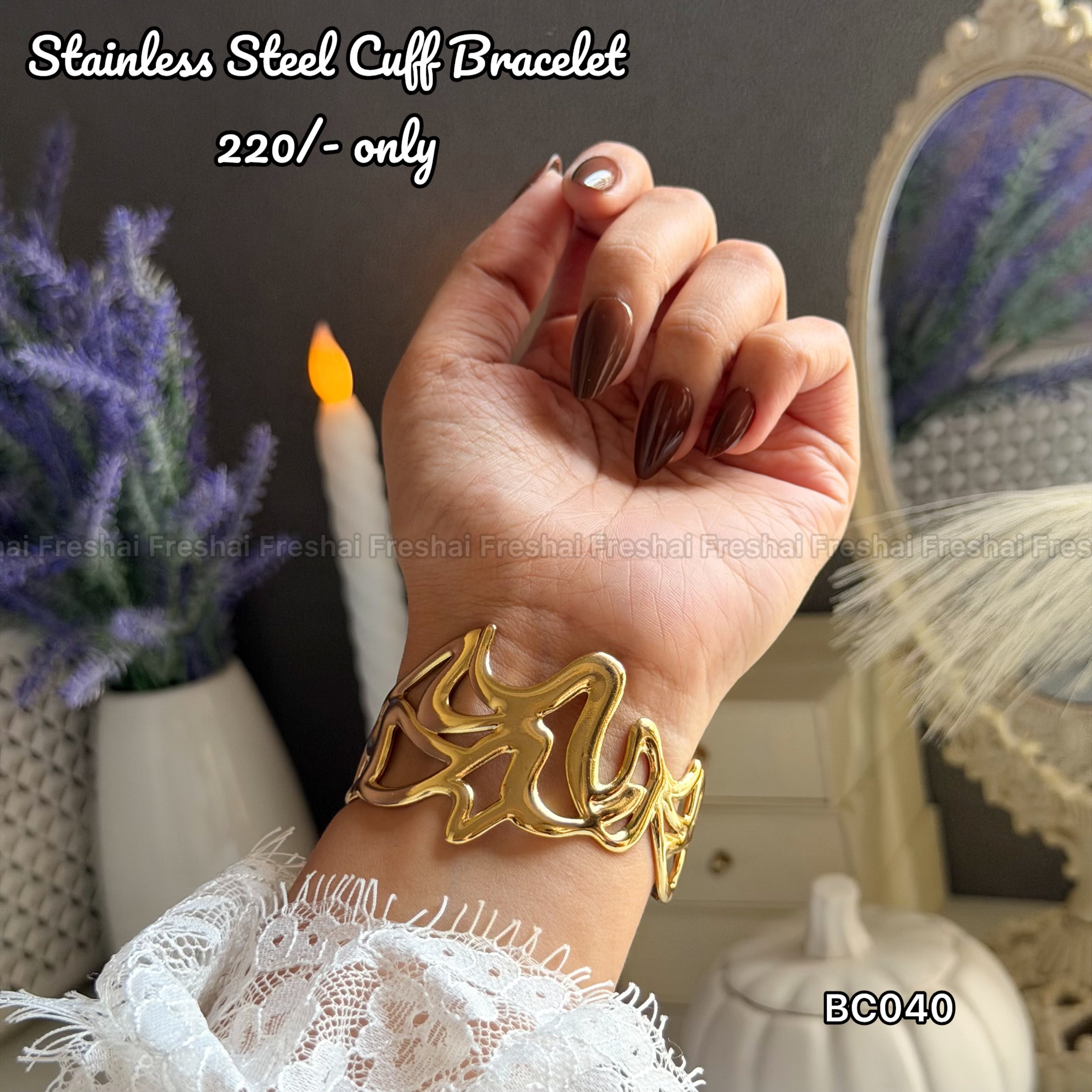 Fluid Abstract Wave Stainless Steel Bracelet