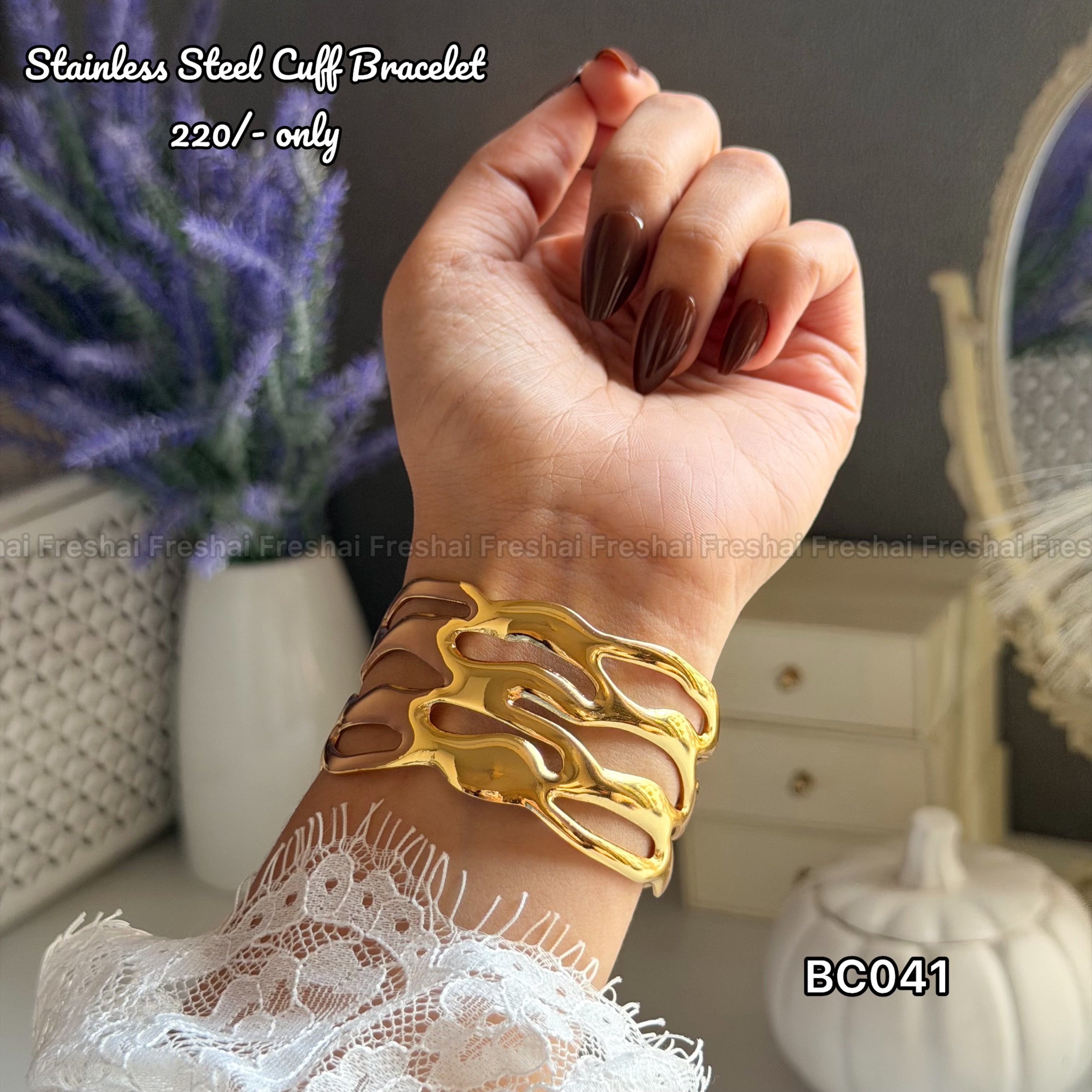 Melted Liquid Gold Stainless Steel Bracelet