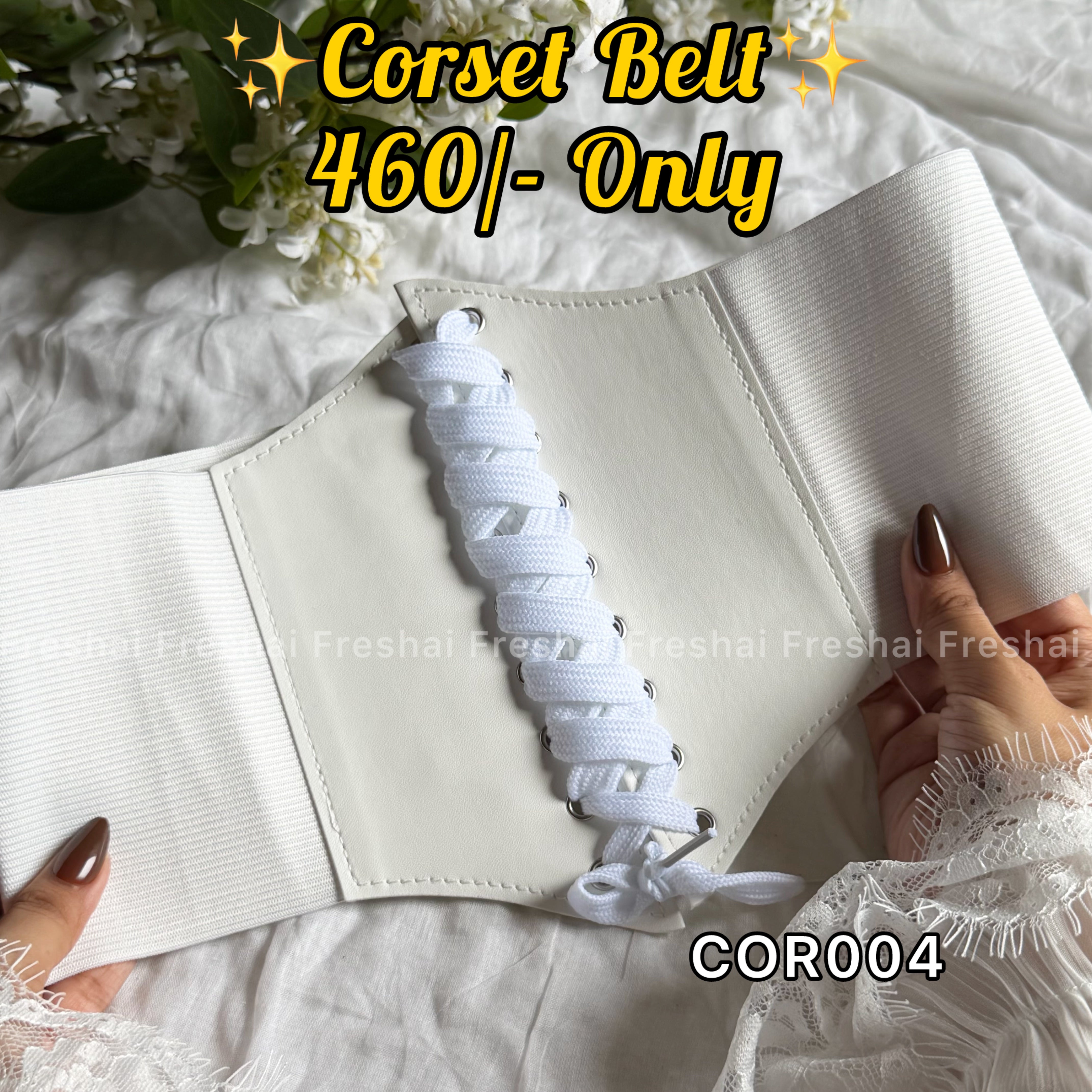 White Elastic Corset Belt