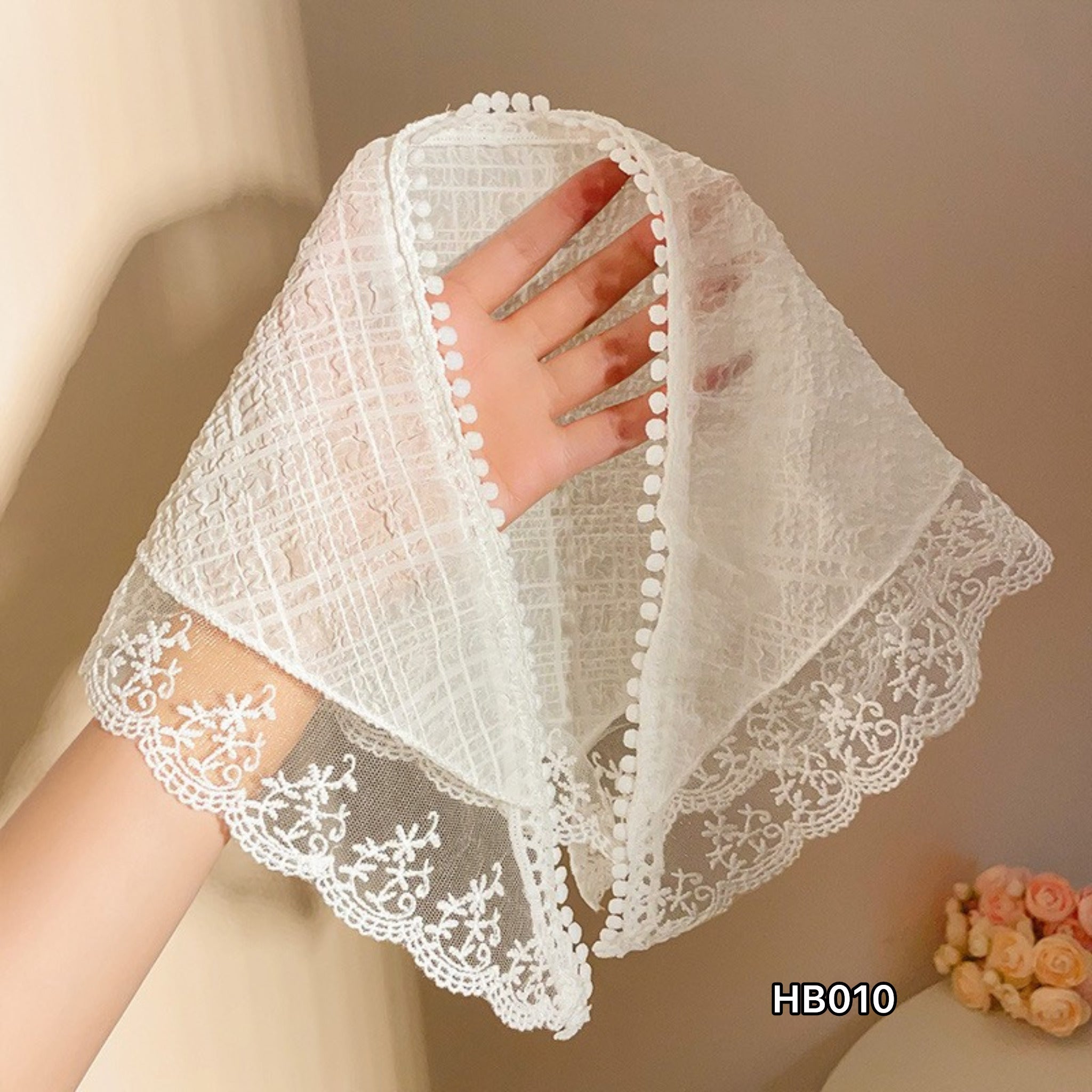 White Lace Floral Hair Bandana