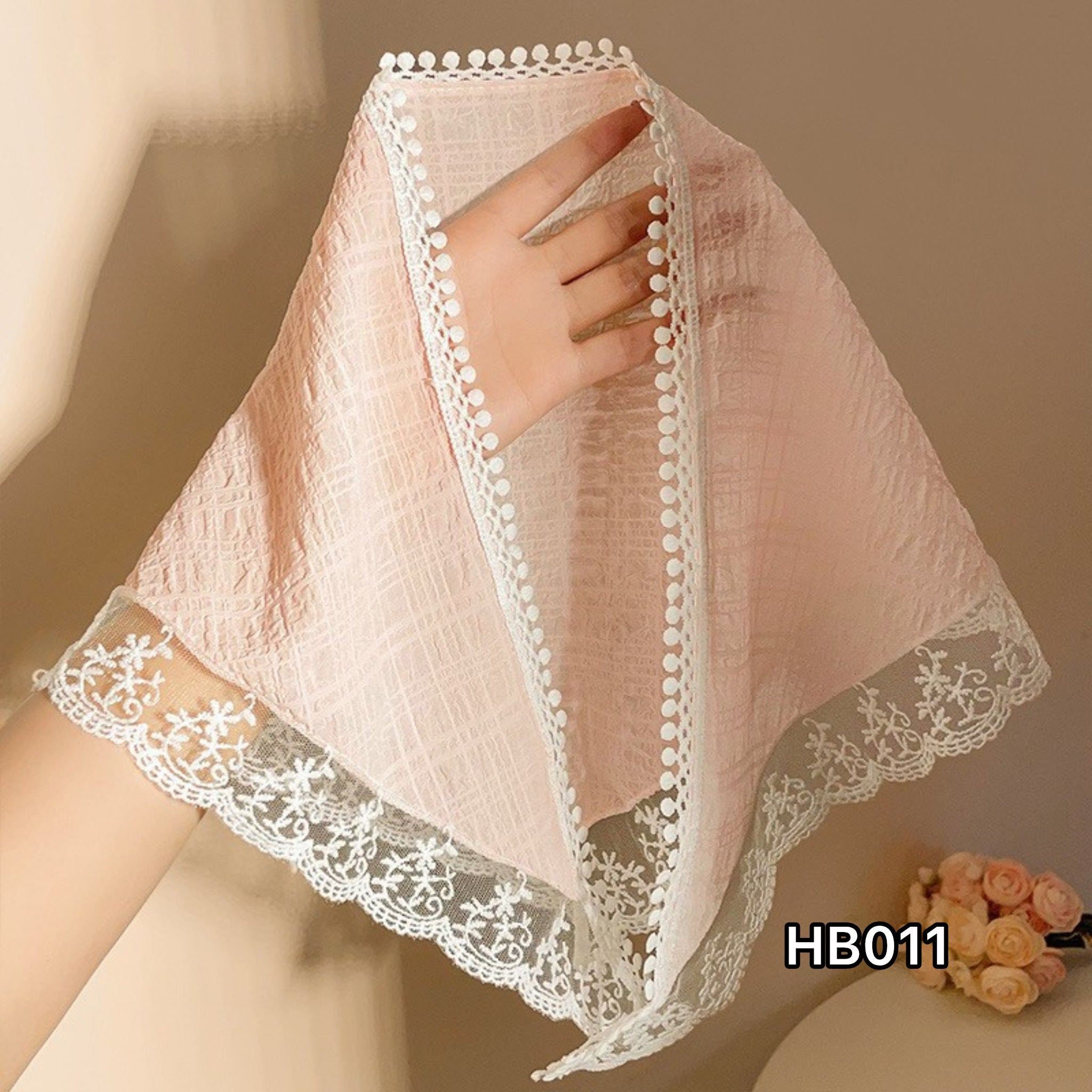Peach Lace Floral Hair Bandana