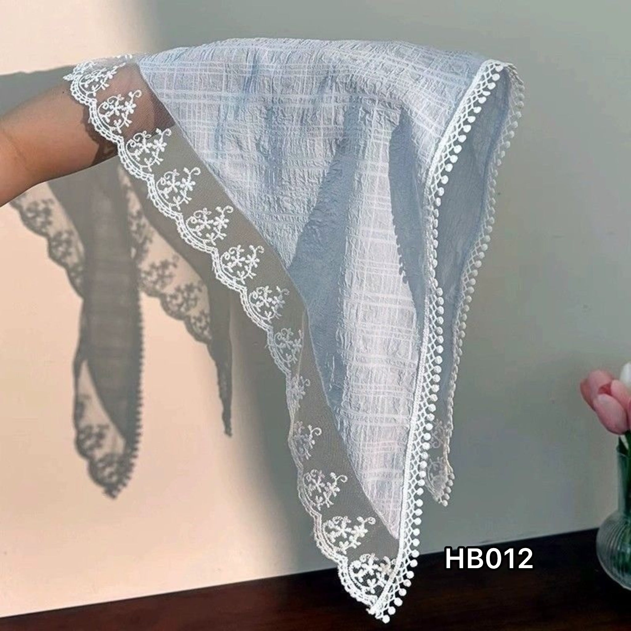 Blue Lace Floral Hair Bandana