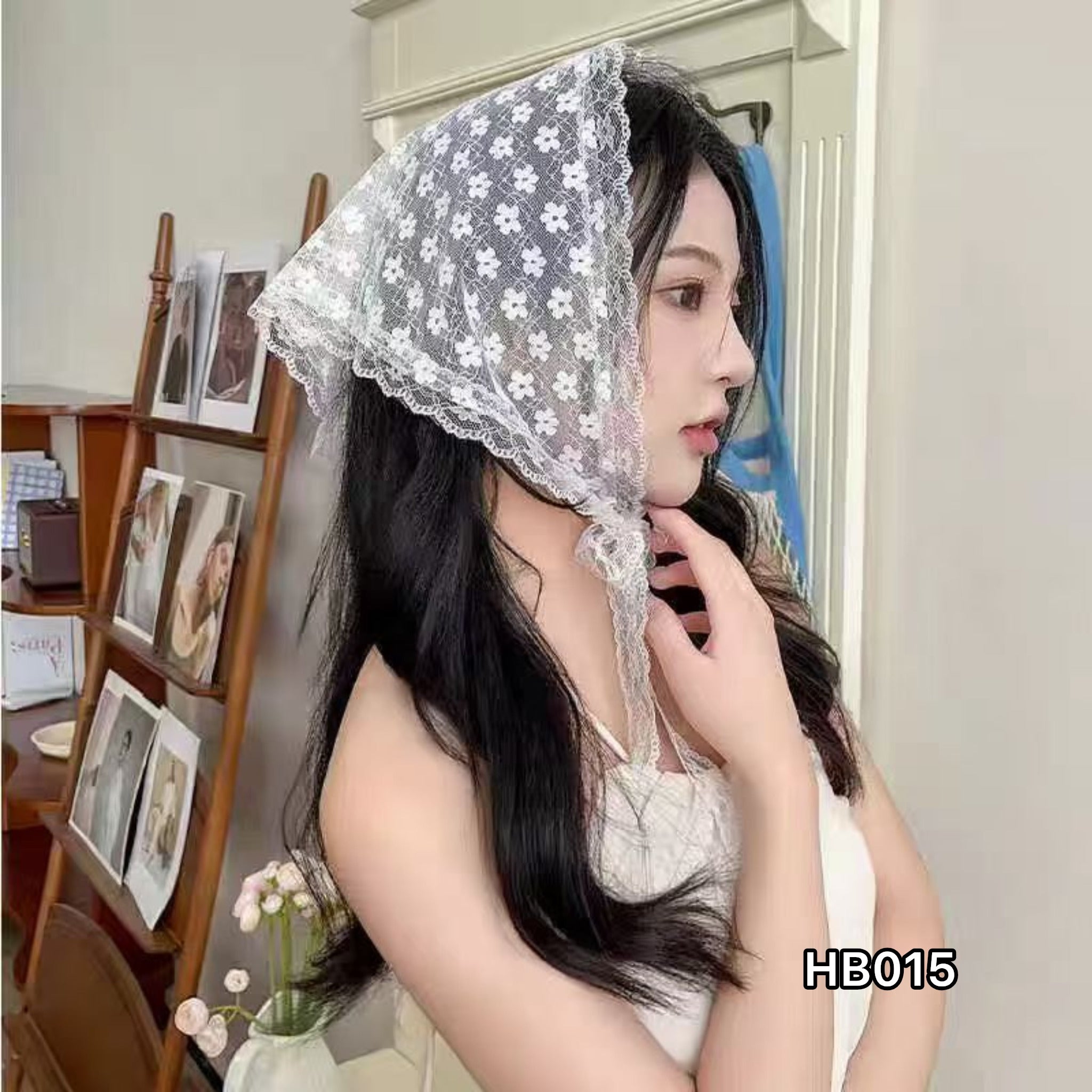 White Floral Lace Hair Bandana