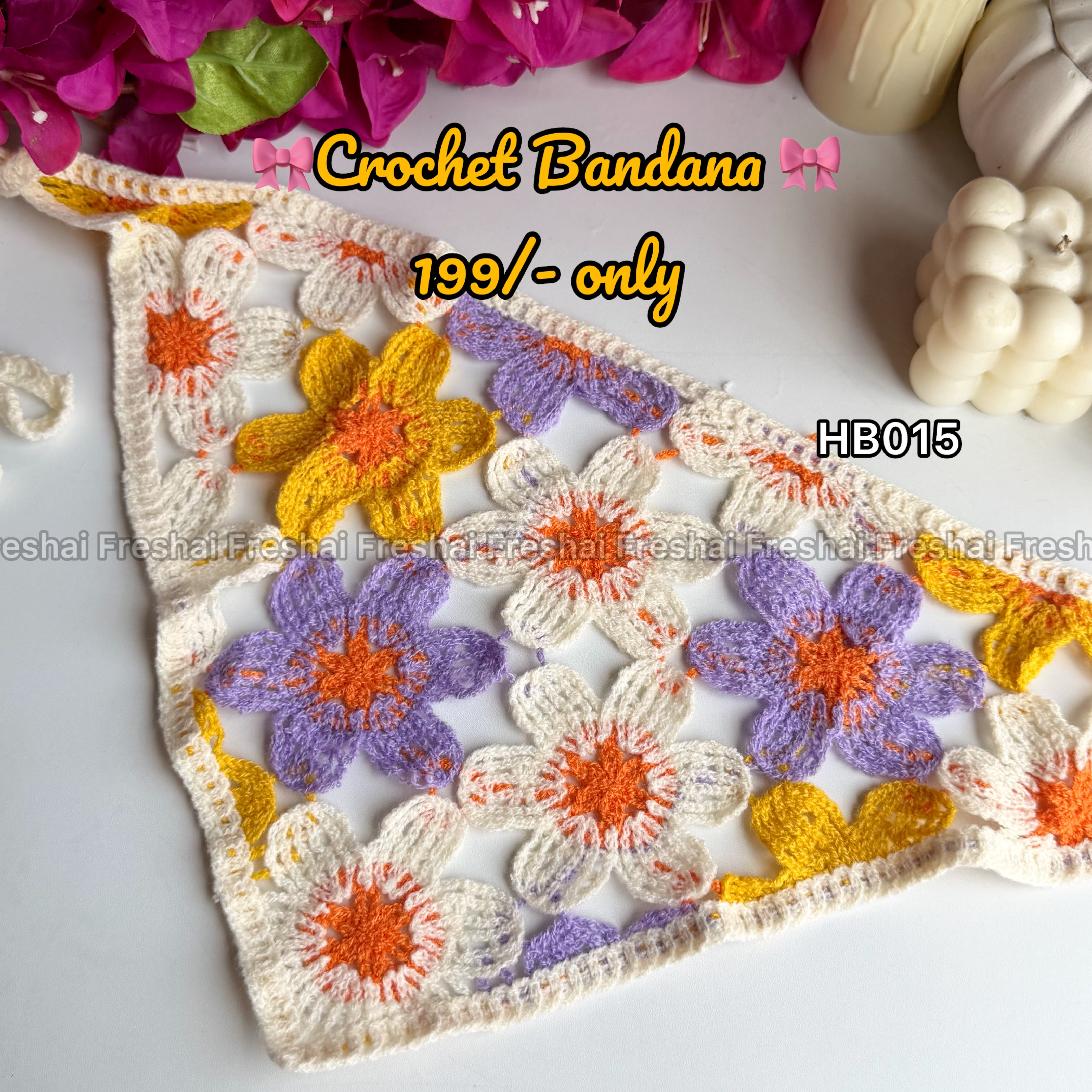 Multi-Color Floral Garden Crochet Bandana