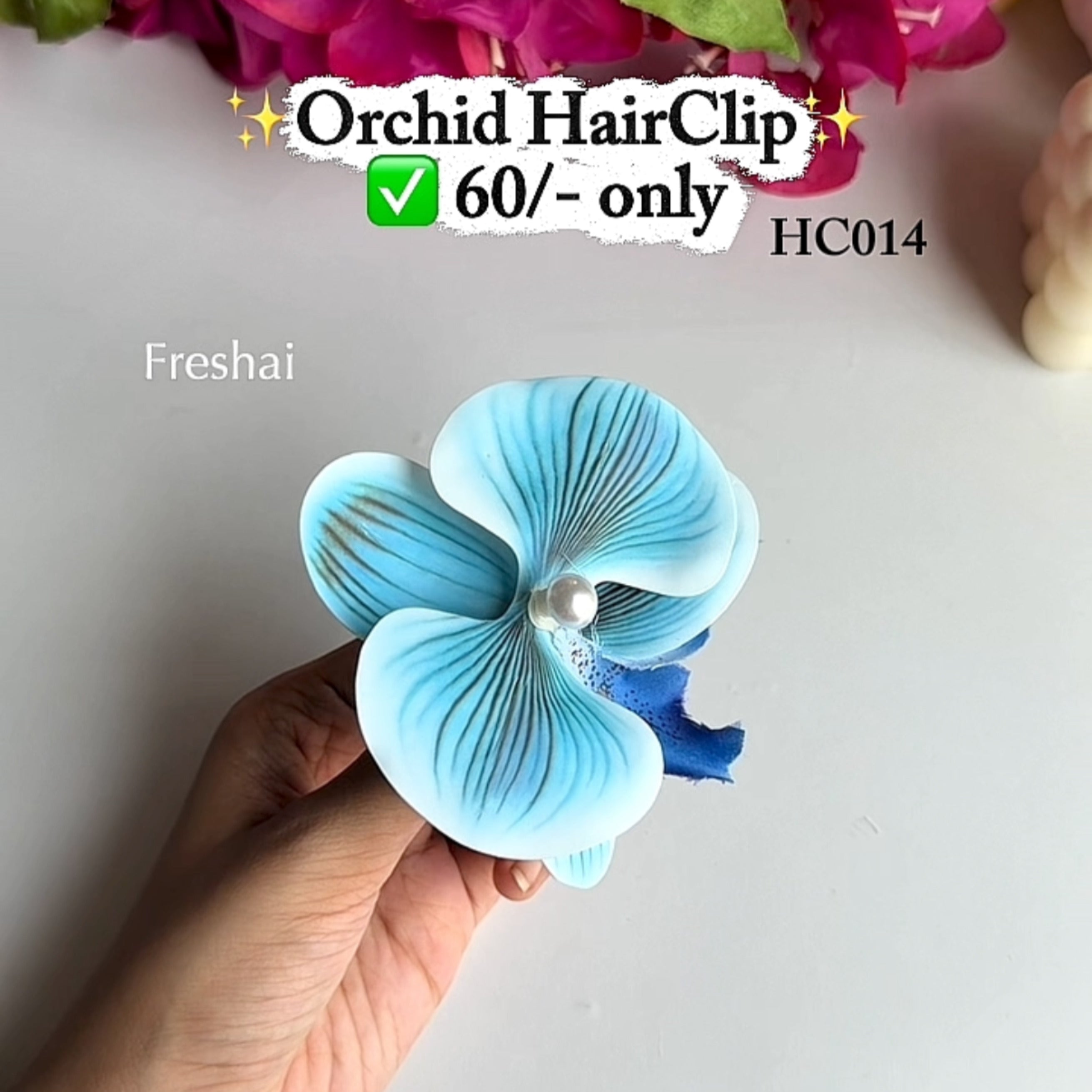 Light Blue Orchid Hair clip