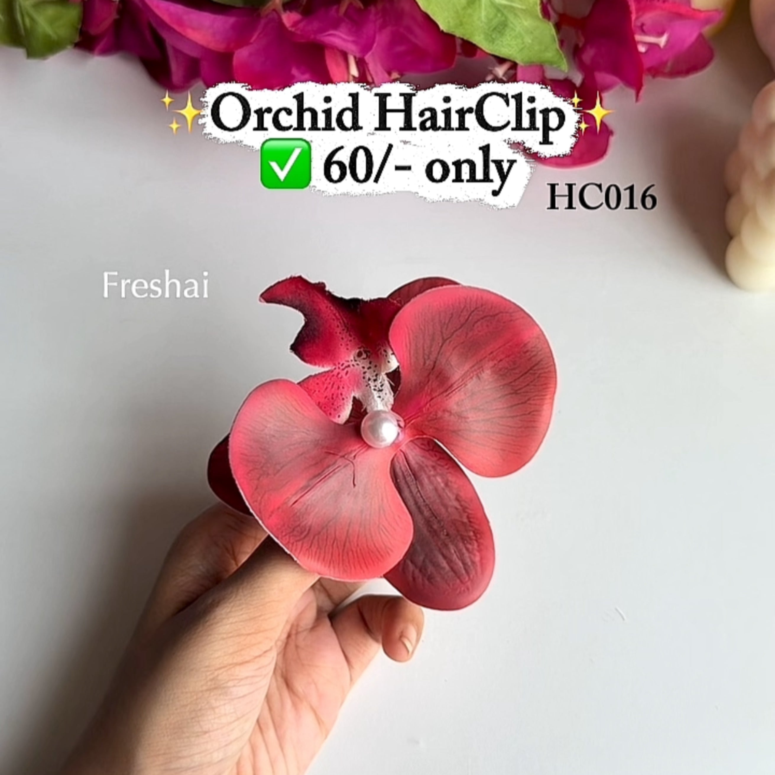Magenta Red Orchid Hair clip