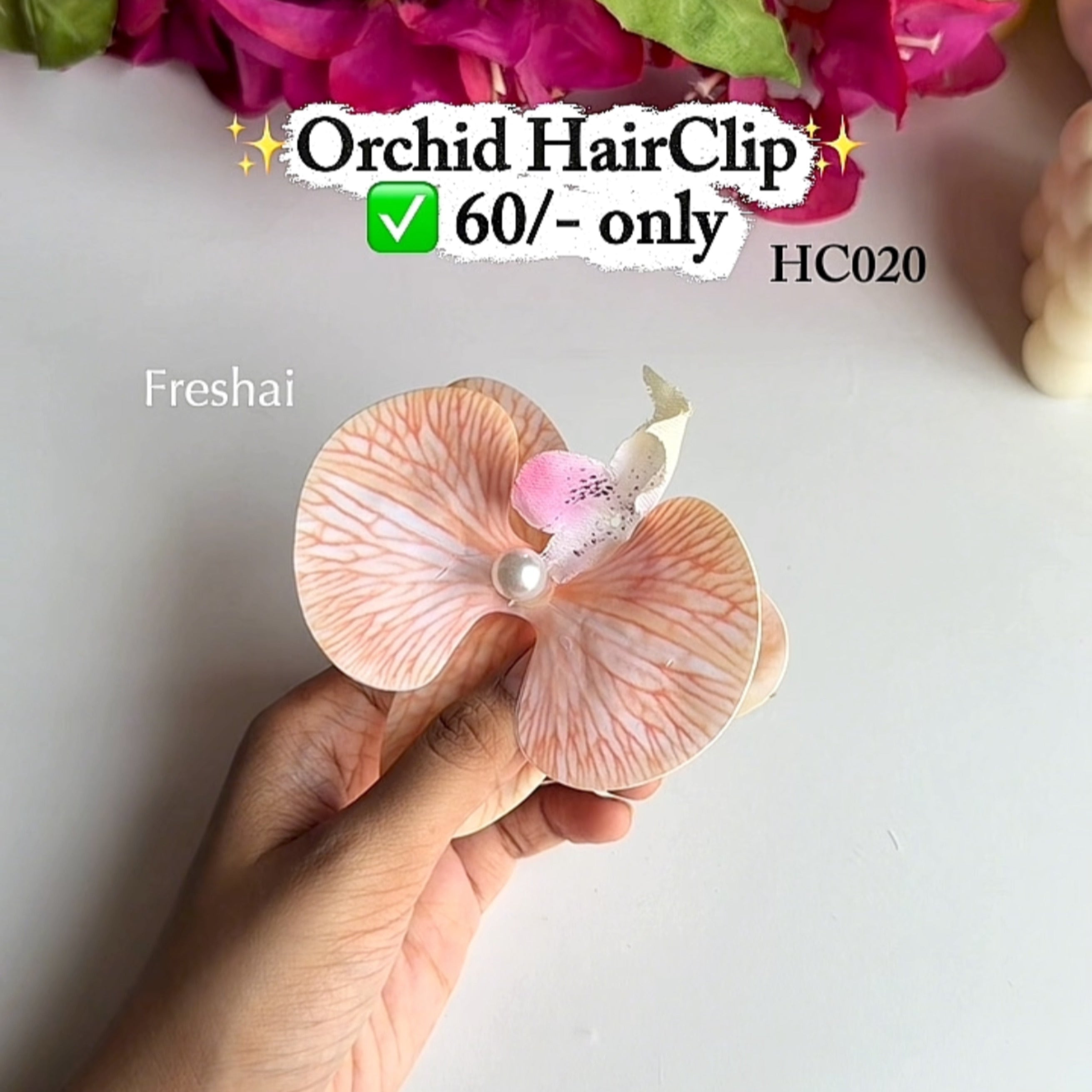 Peach Orchid Hair clip