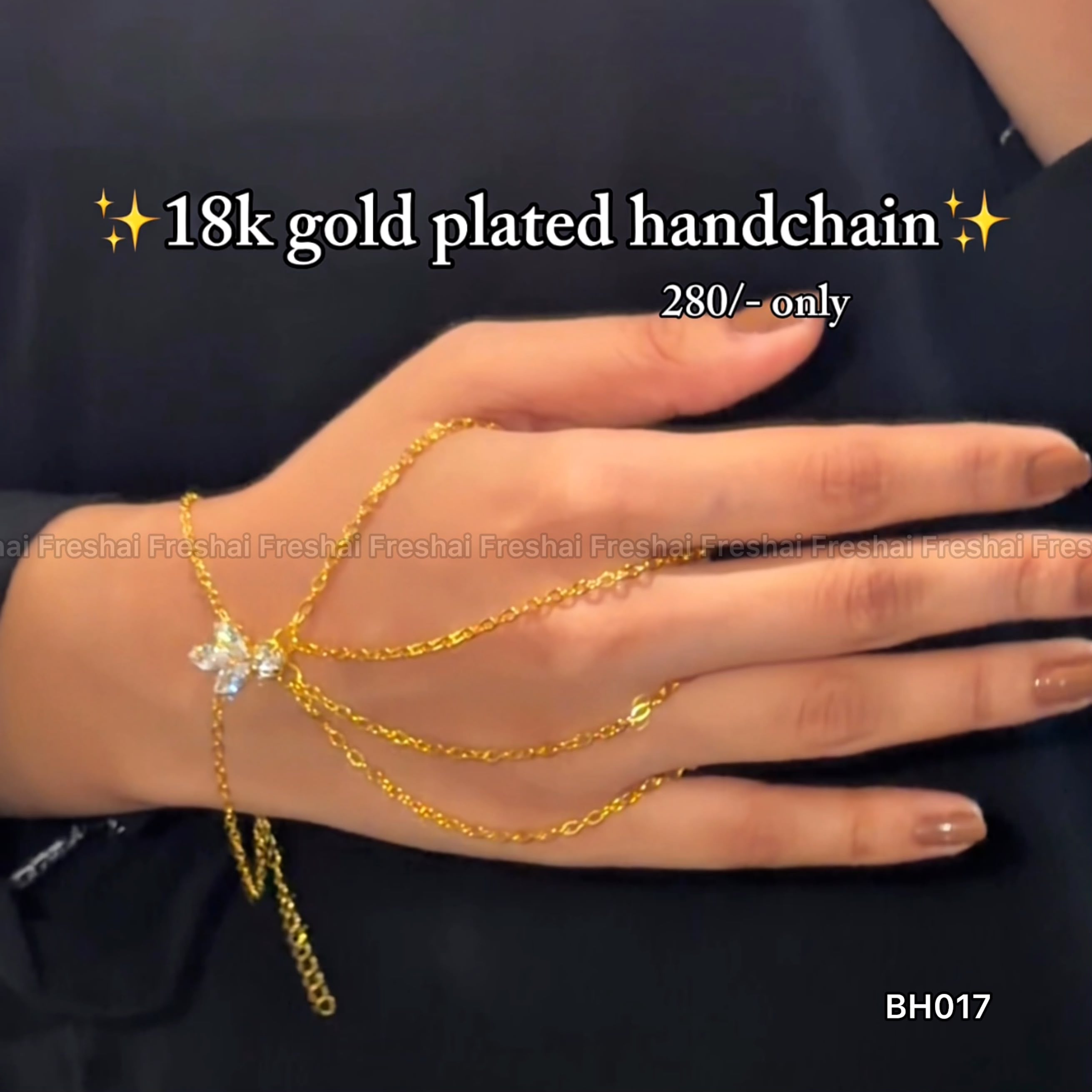 Multi-Layered Butterfly Charm 18K Gold Plated Handchain Bracelet