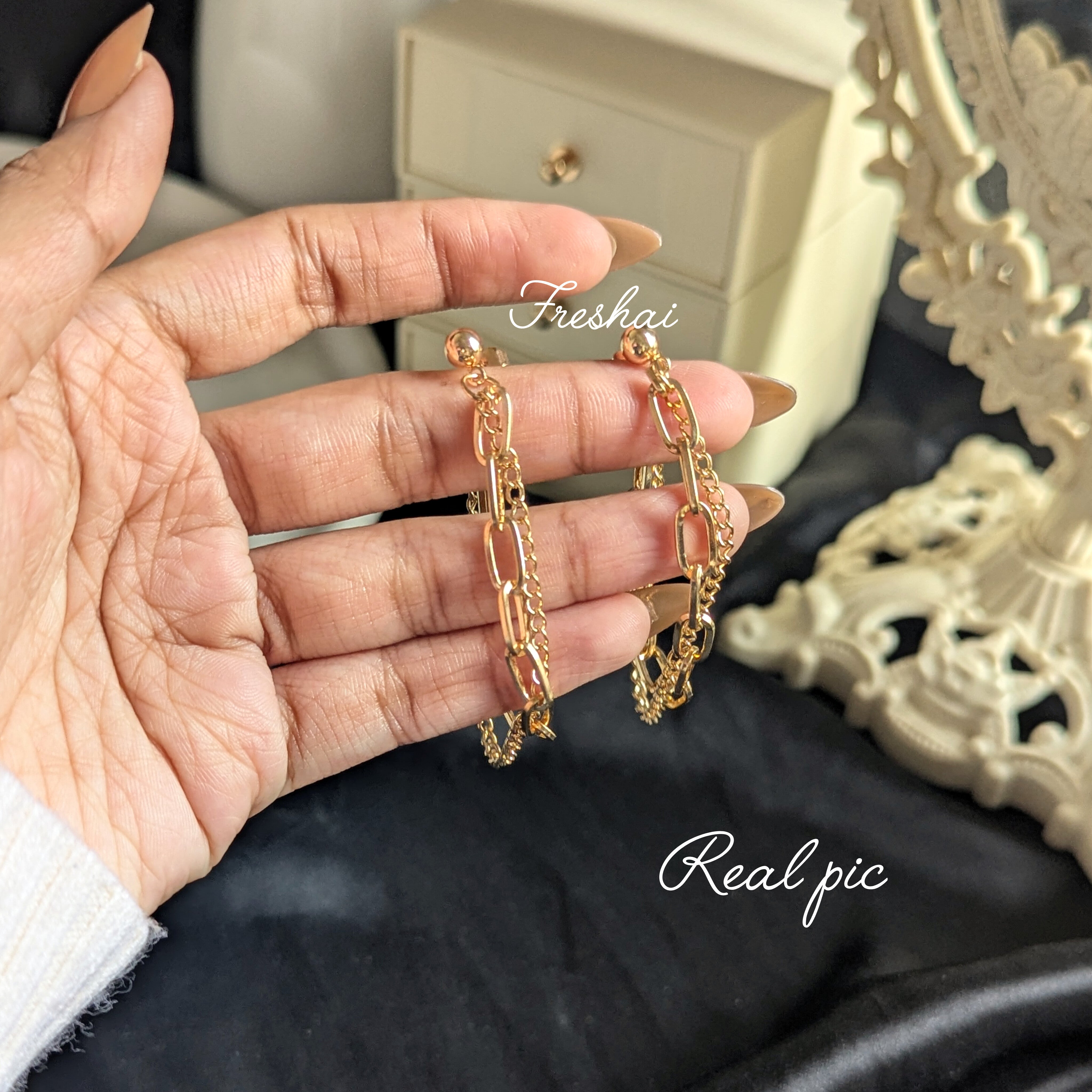 Double Draping Chain Earrings