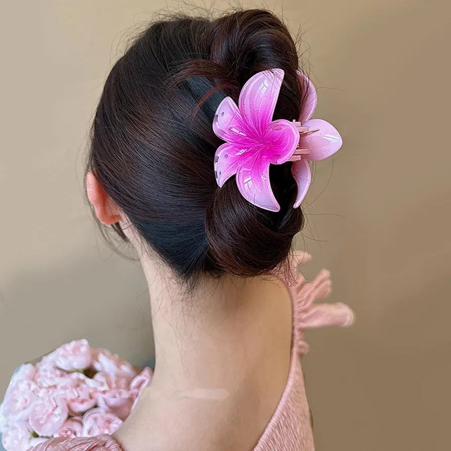 Hot Pink Plumeria Claw Clip
