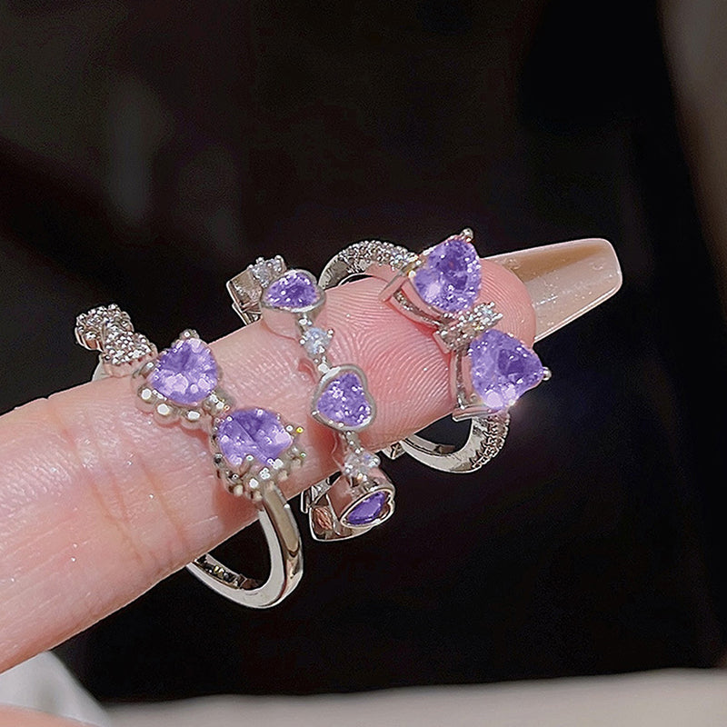 Lavender Heart Ring Trio 💜