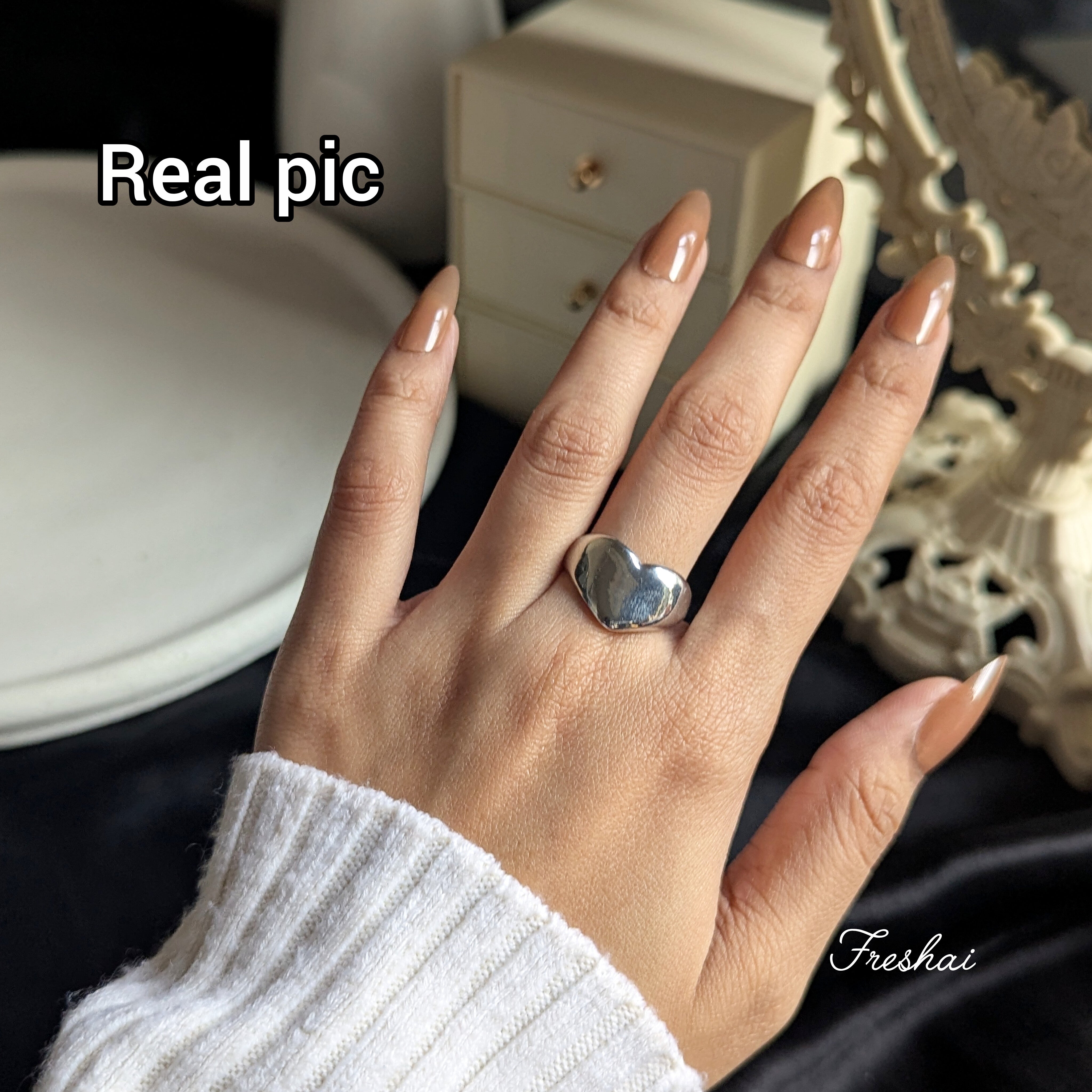 Heart Signet Ring ( Silver )