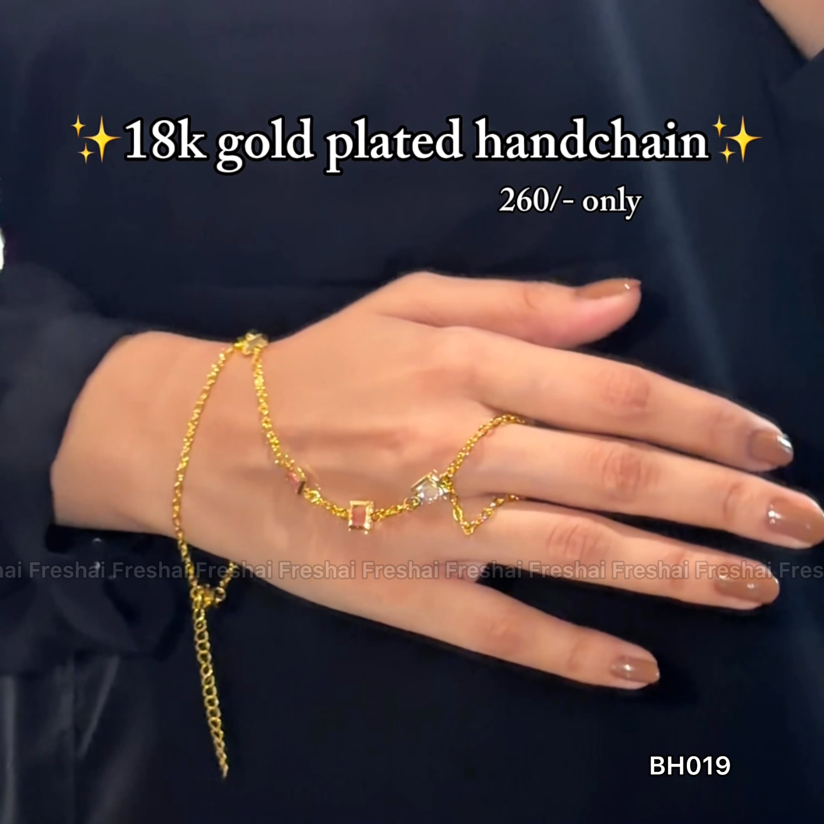 Geometric Pastel Gemstone 18K Gold Plated Handchain Bracelet