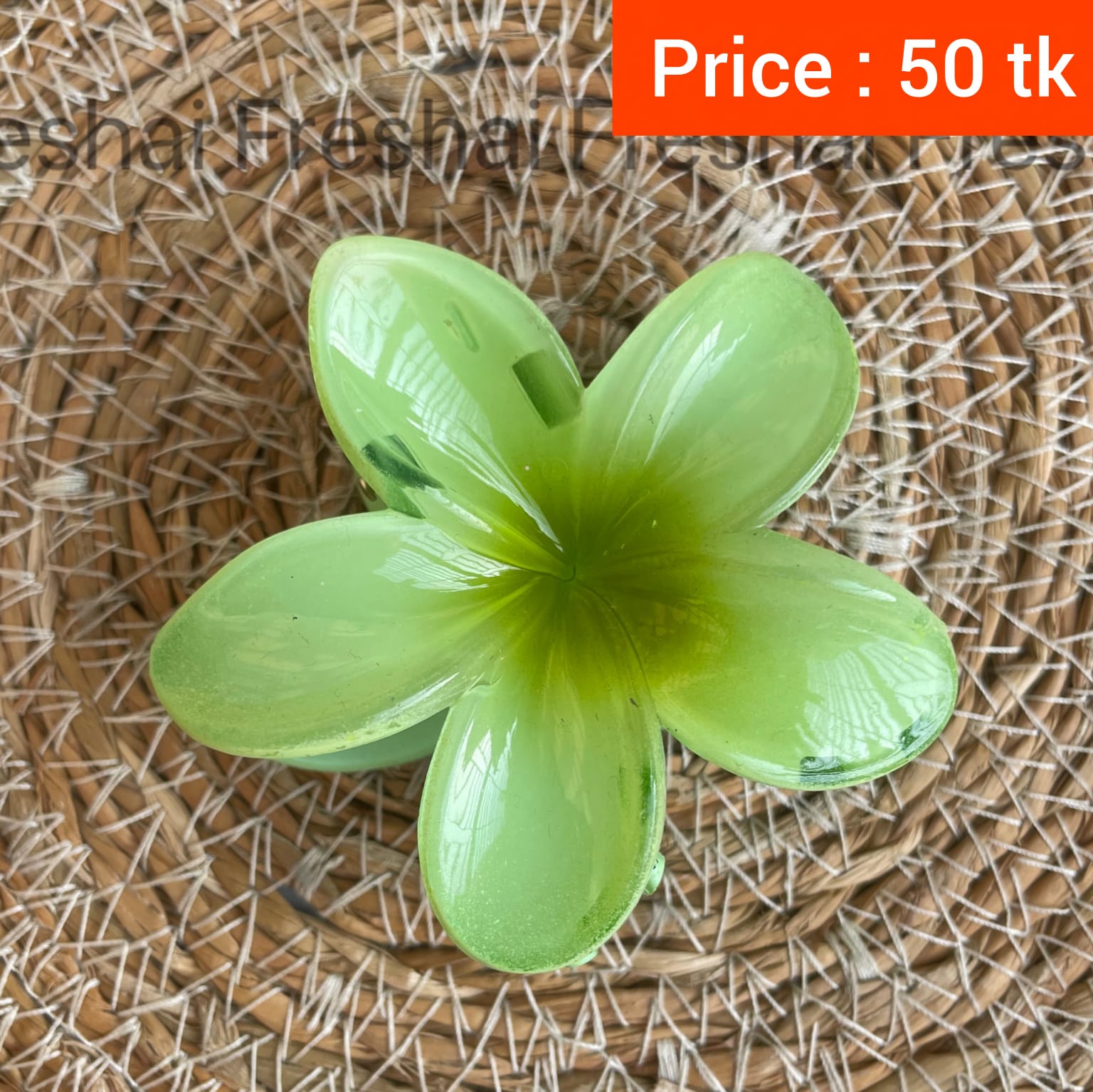 Green Plumeria Claw Clip