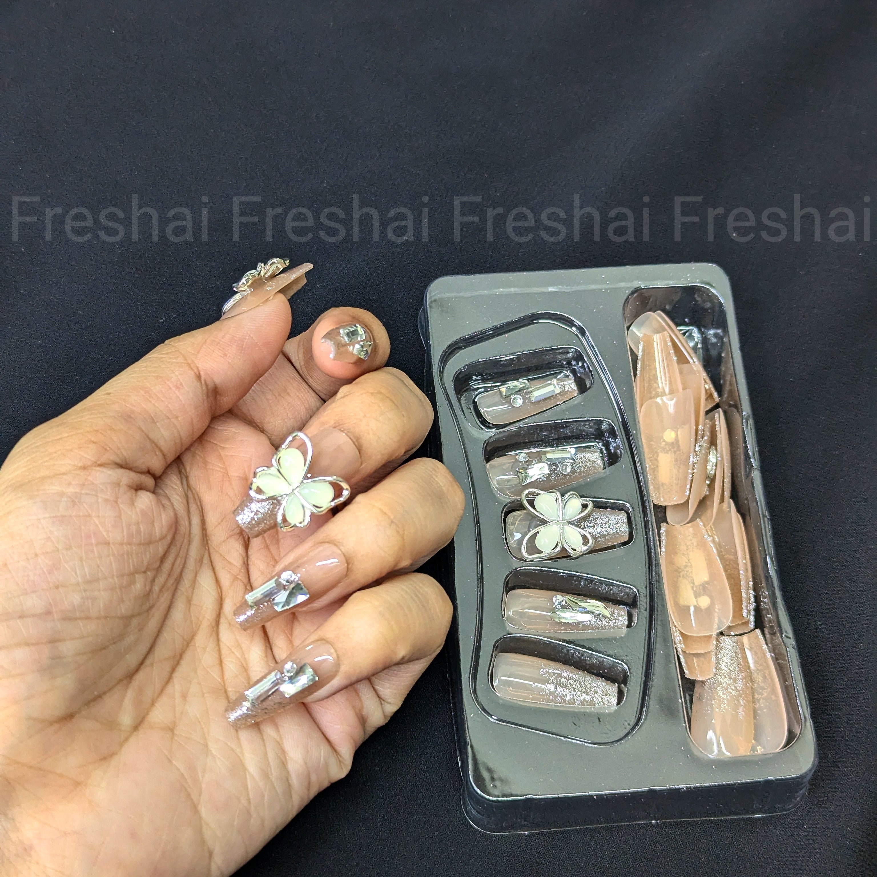 Big Butterfly Stone Press On Nails