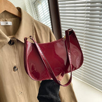 Glossy Wine Red Shoulder Bag