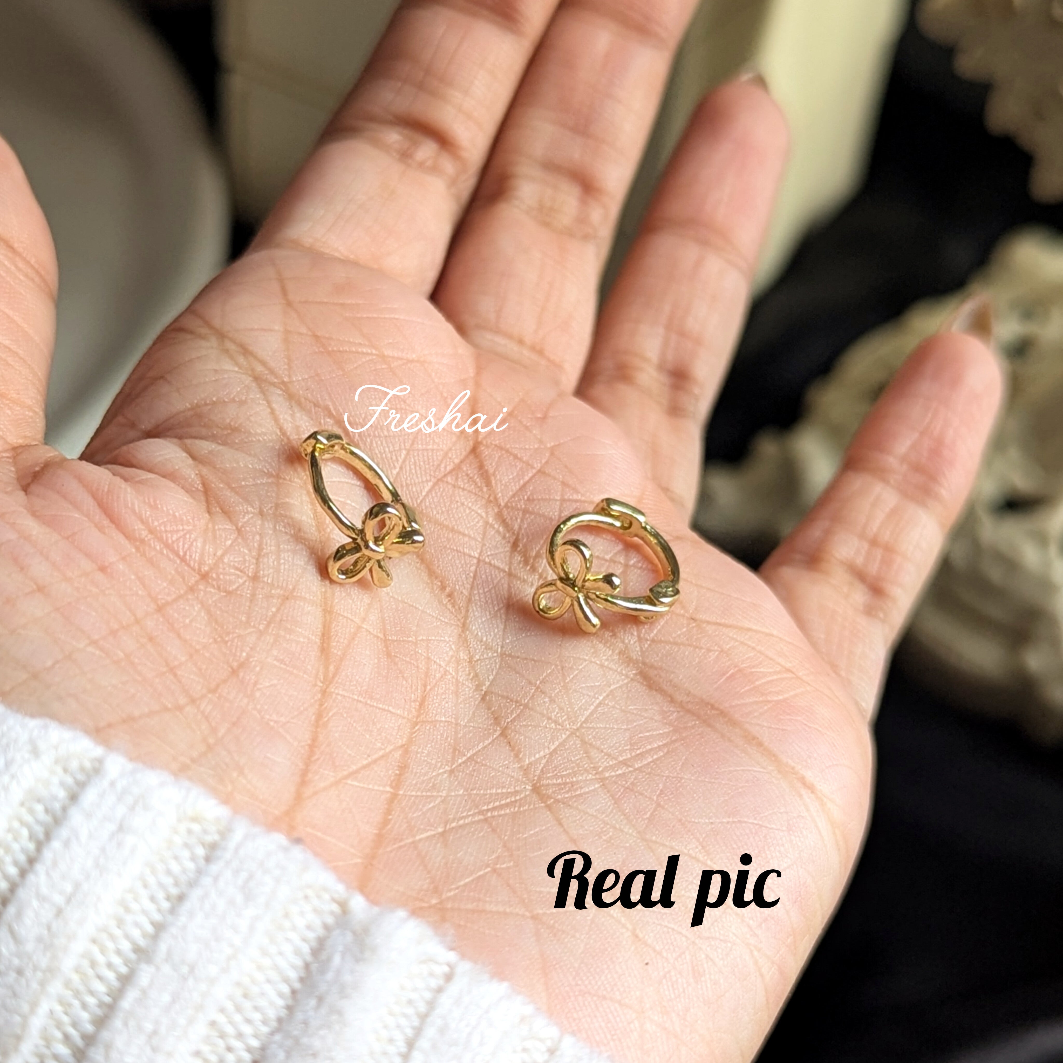 Ribbon Bow Huggies Earrings