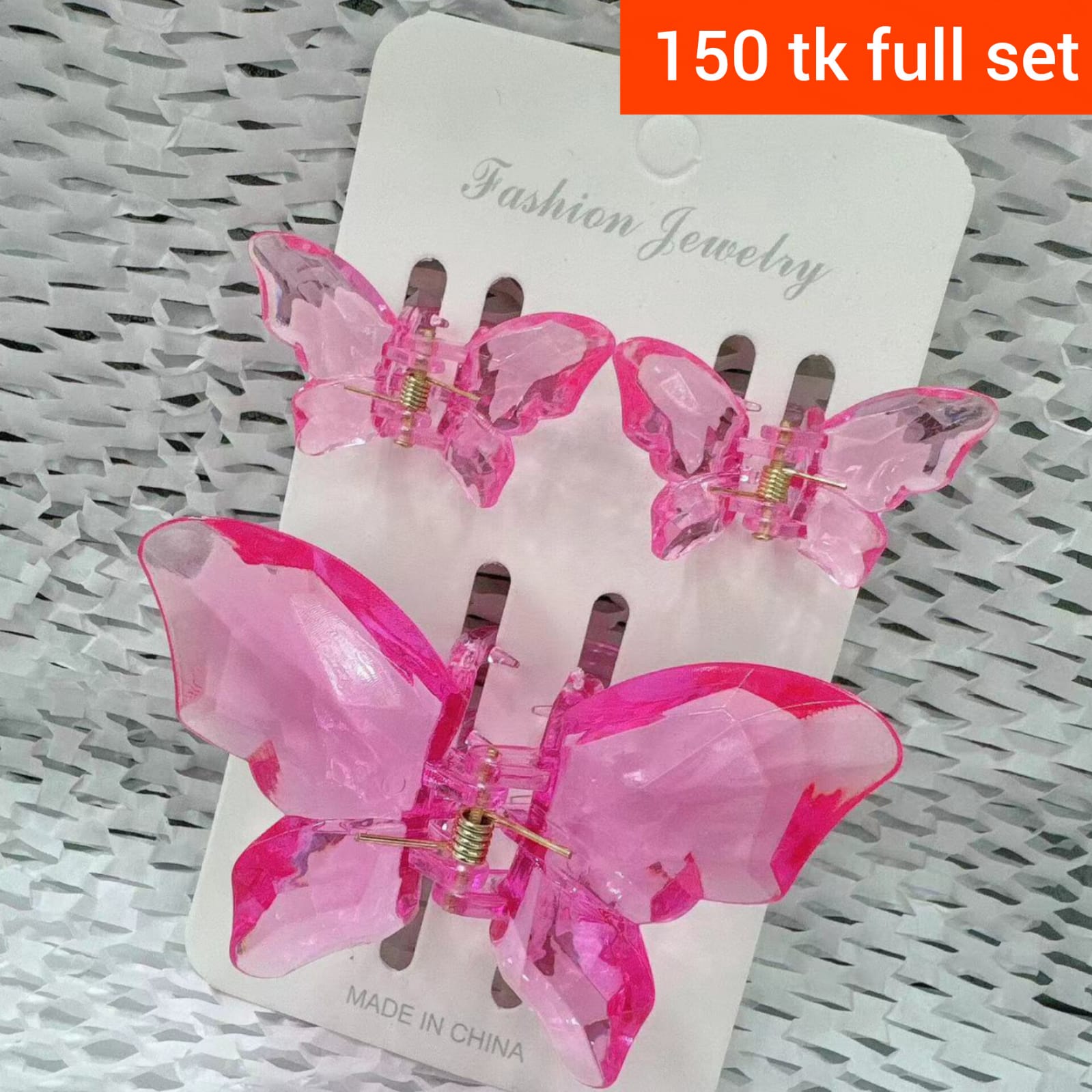 Pink Butterfly Hair Clip Set