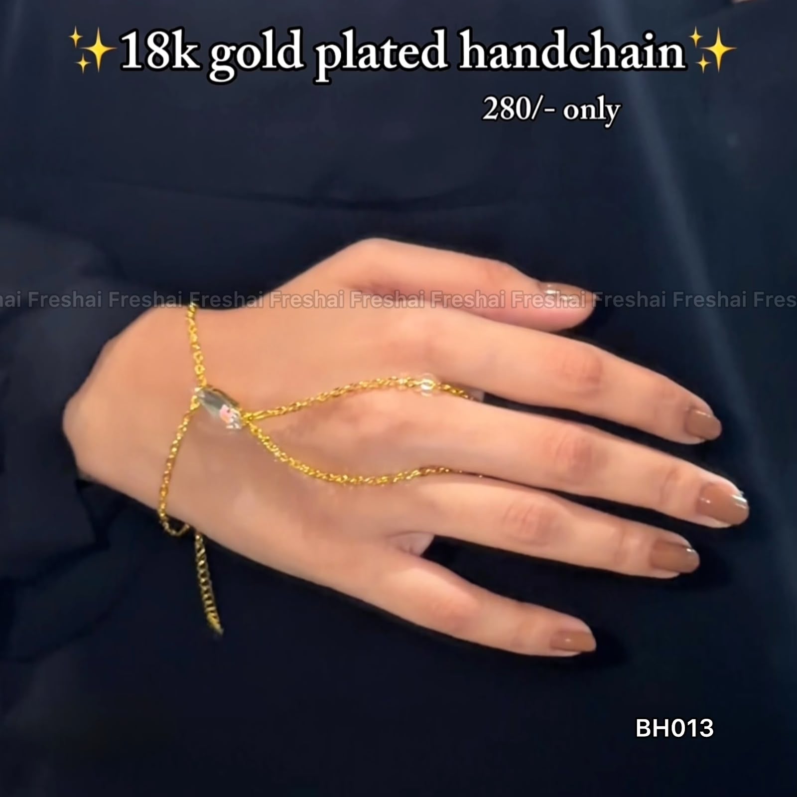 Oval Solitaire Crystal 18K Gold Plated Handchain Bracelet