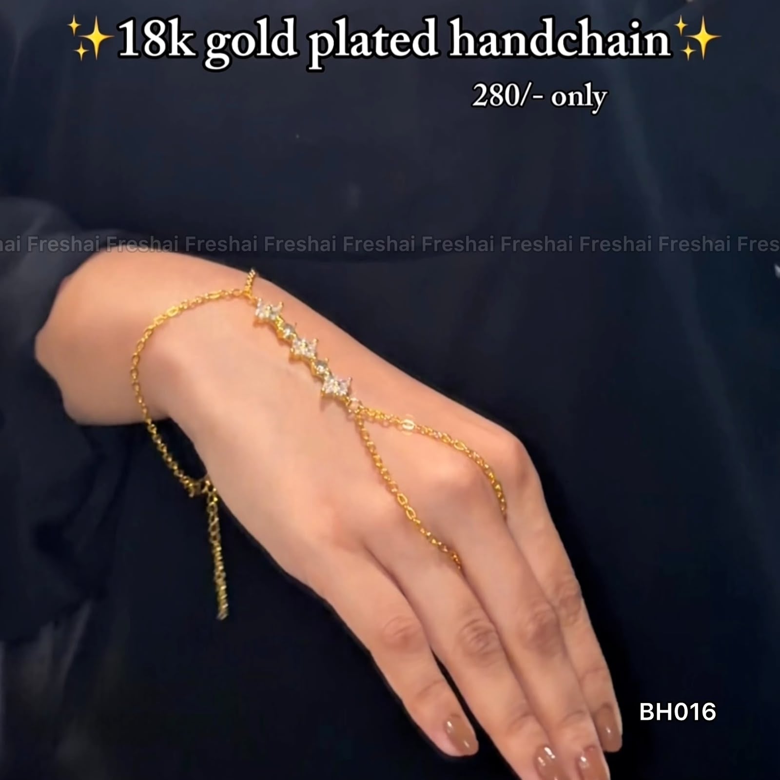 Floral Crystal Cluster 18K Gold Plated Handchain Bracelet