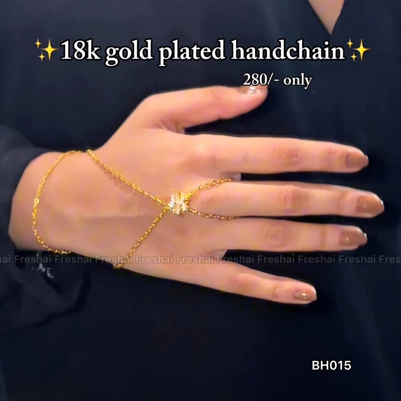 Delicate Butterfly Solitaire 18K Gold Plated Handchain Bracelet