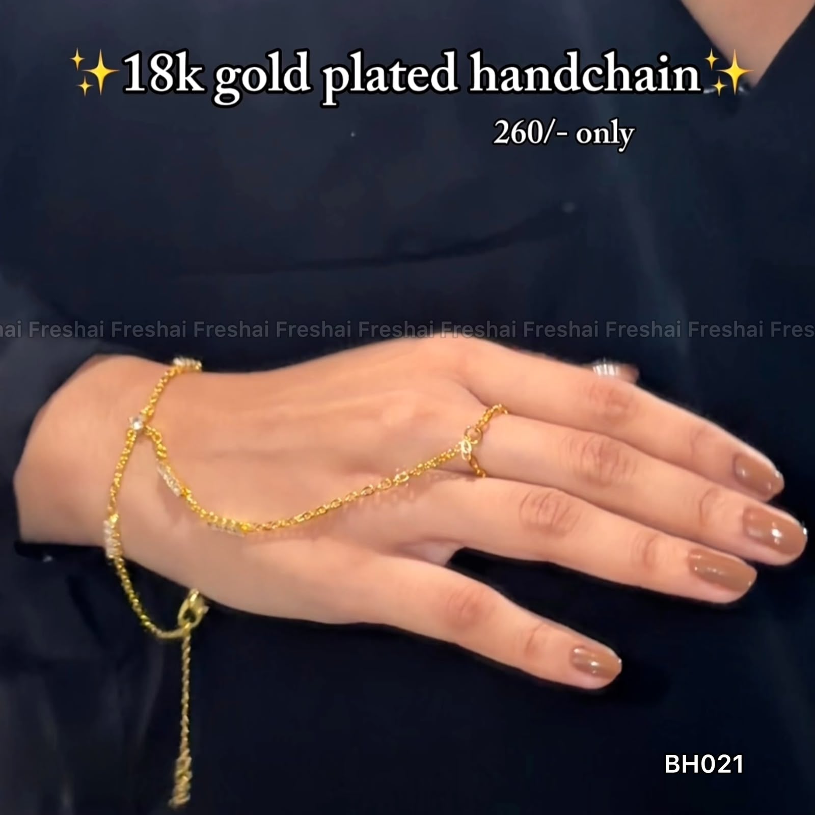 Minimalist Beaded Bar 18K Gold Plated Handchain Bracelet