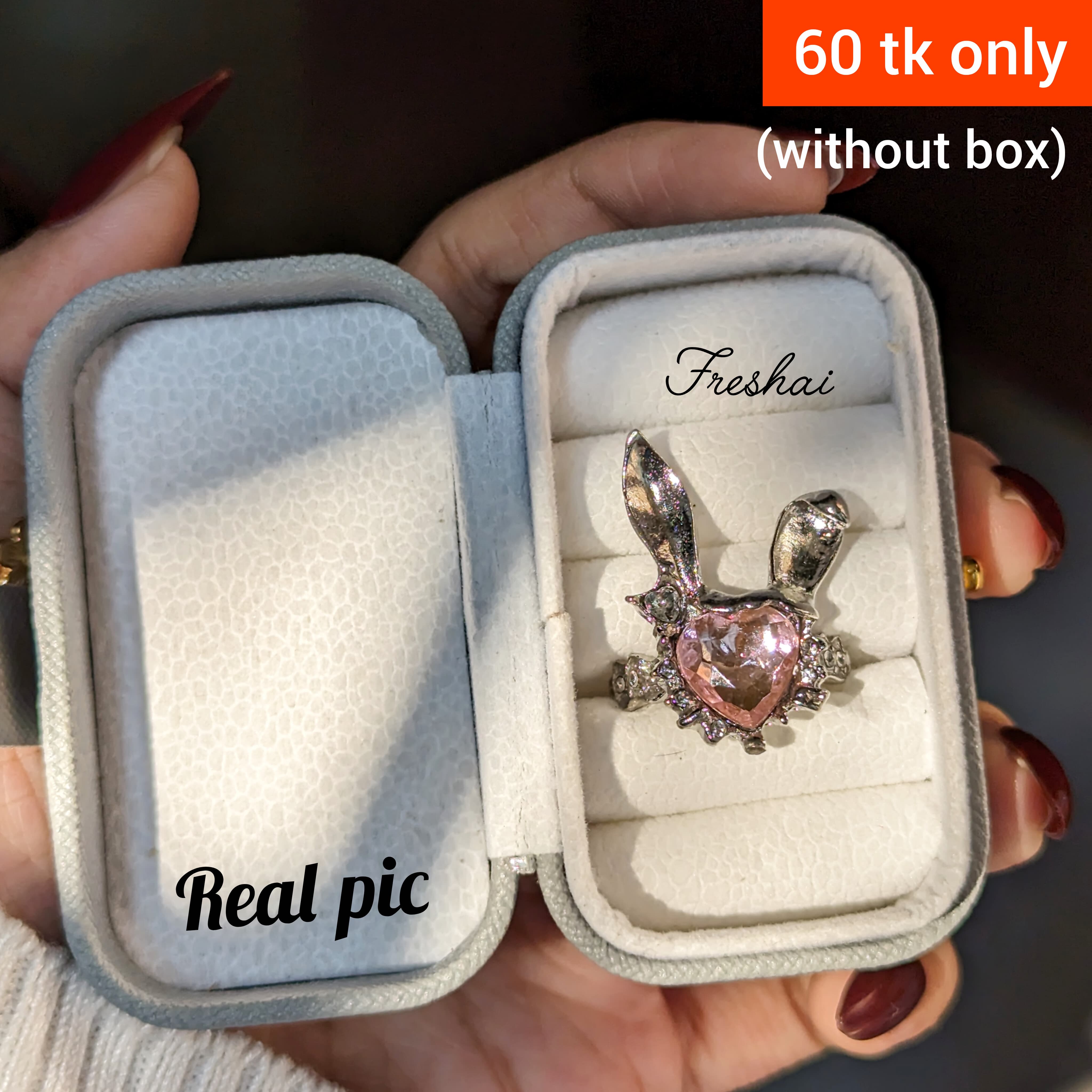 Sparkling Bunny Heart Ring