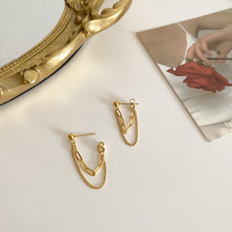 Double Draping Chain Earrings