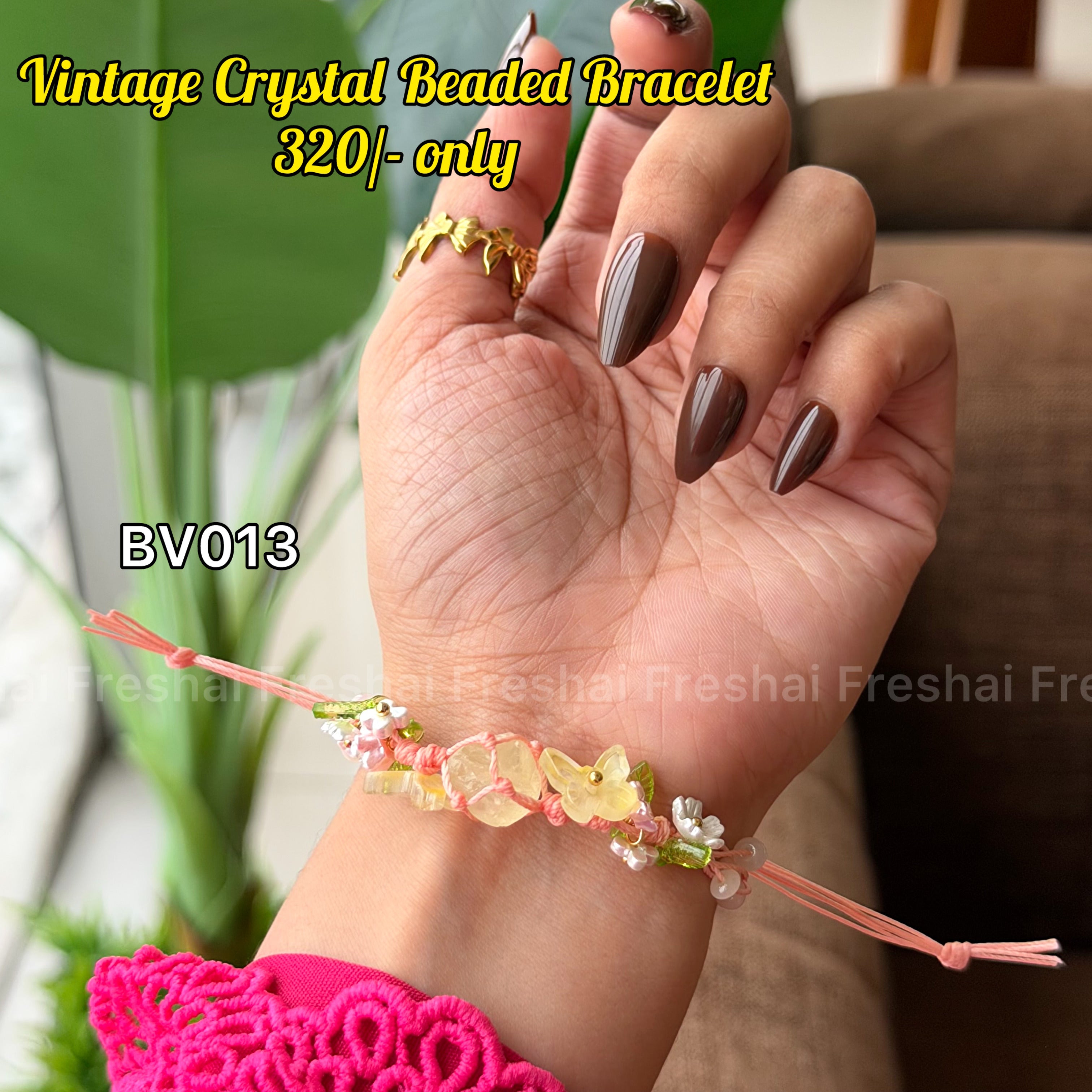 Yellow Flower & Citrine Crystal Vintage Bracelet