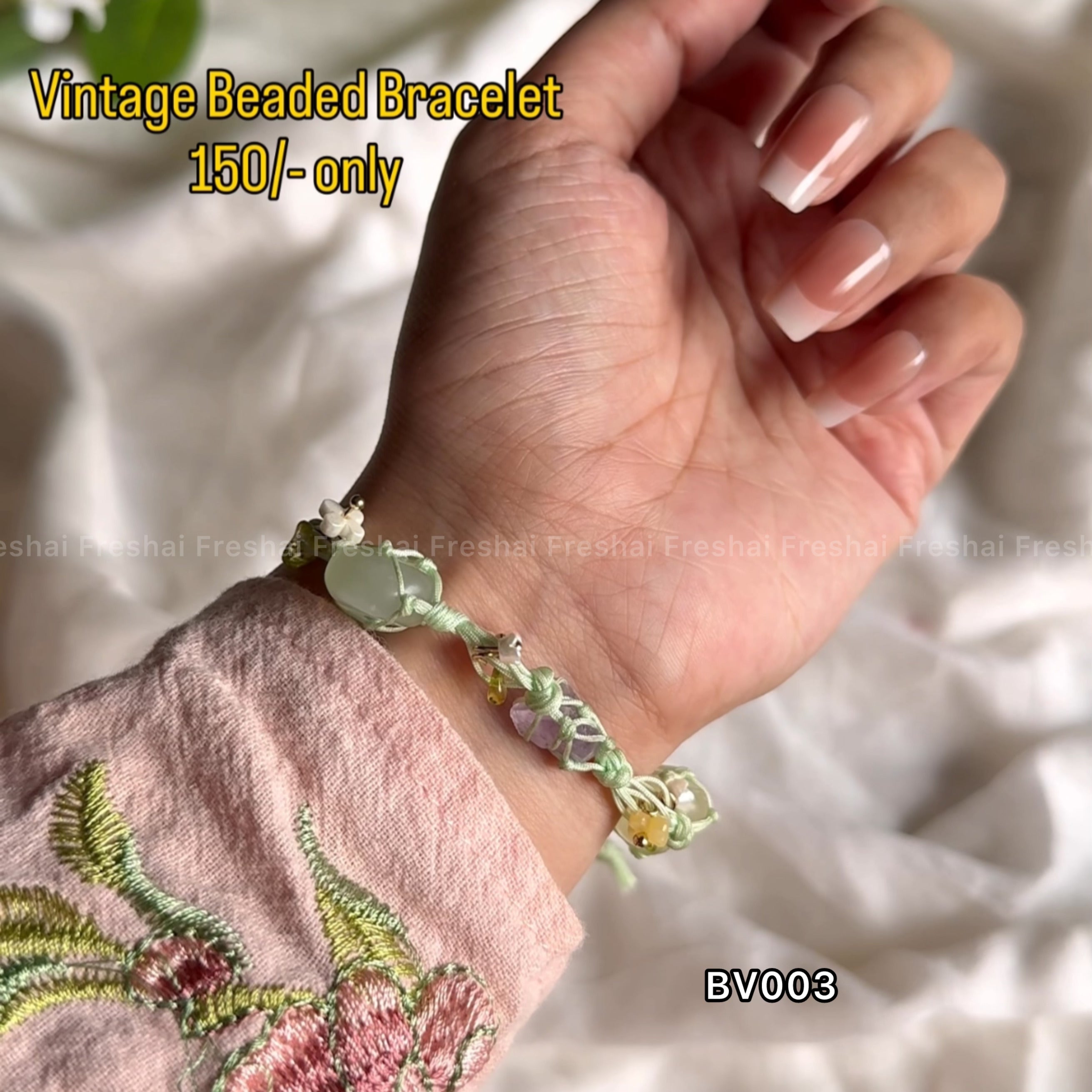 Pastel Macrame Beaded Vintage Bracelet