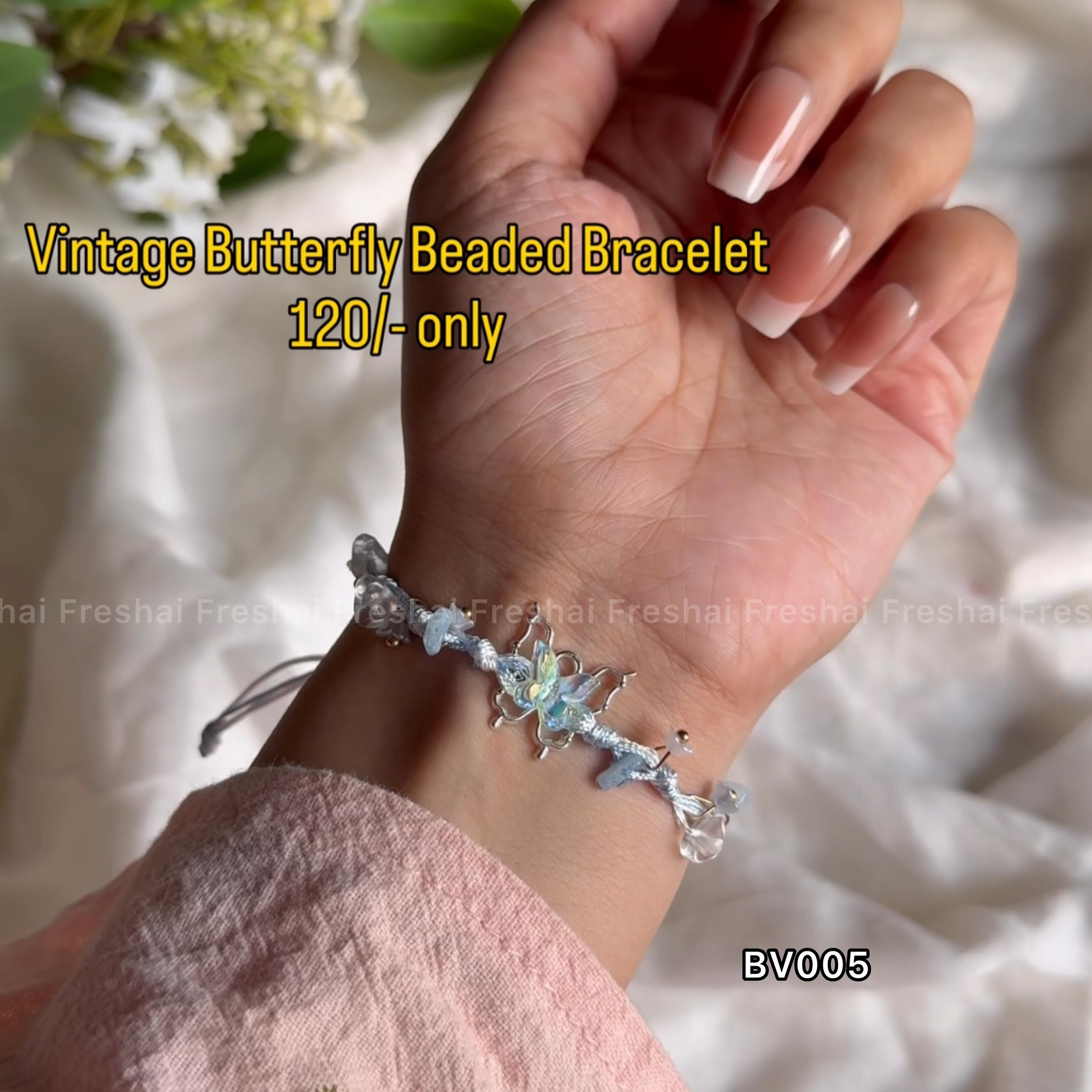 Dreamy Blue Butterfly Vintage Bracelet